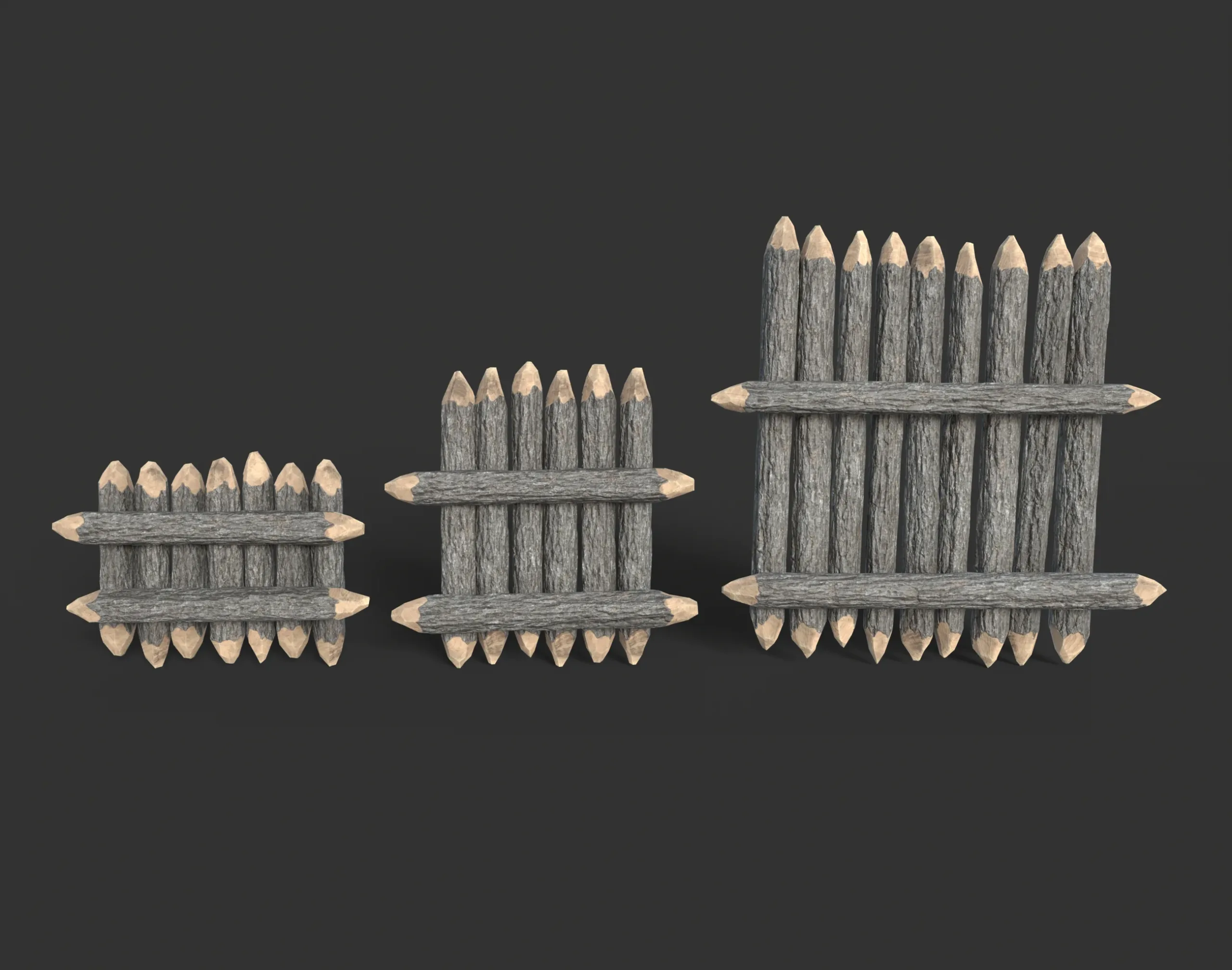 51 Lowpoly Wooden Log Fences - 240303