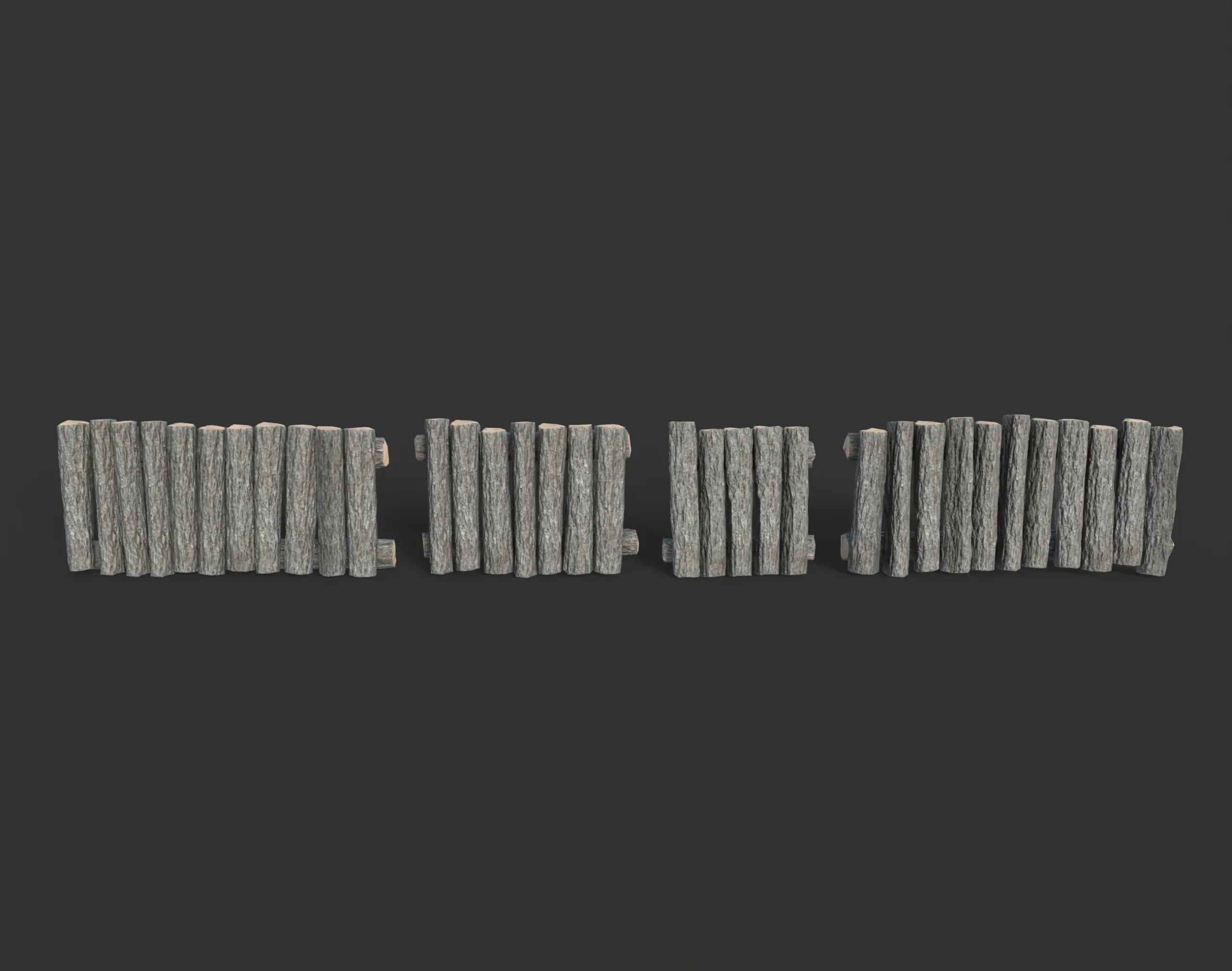 51 Lowpoly Wooden Log Fences - 240303