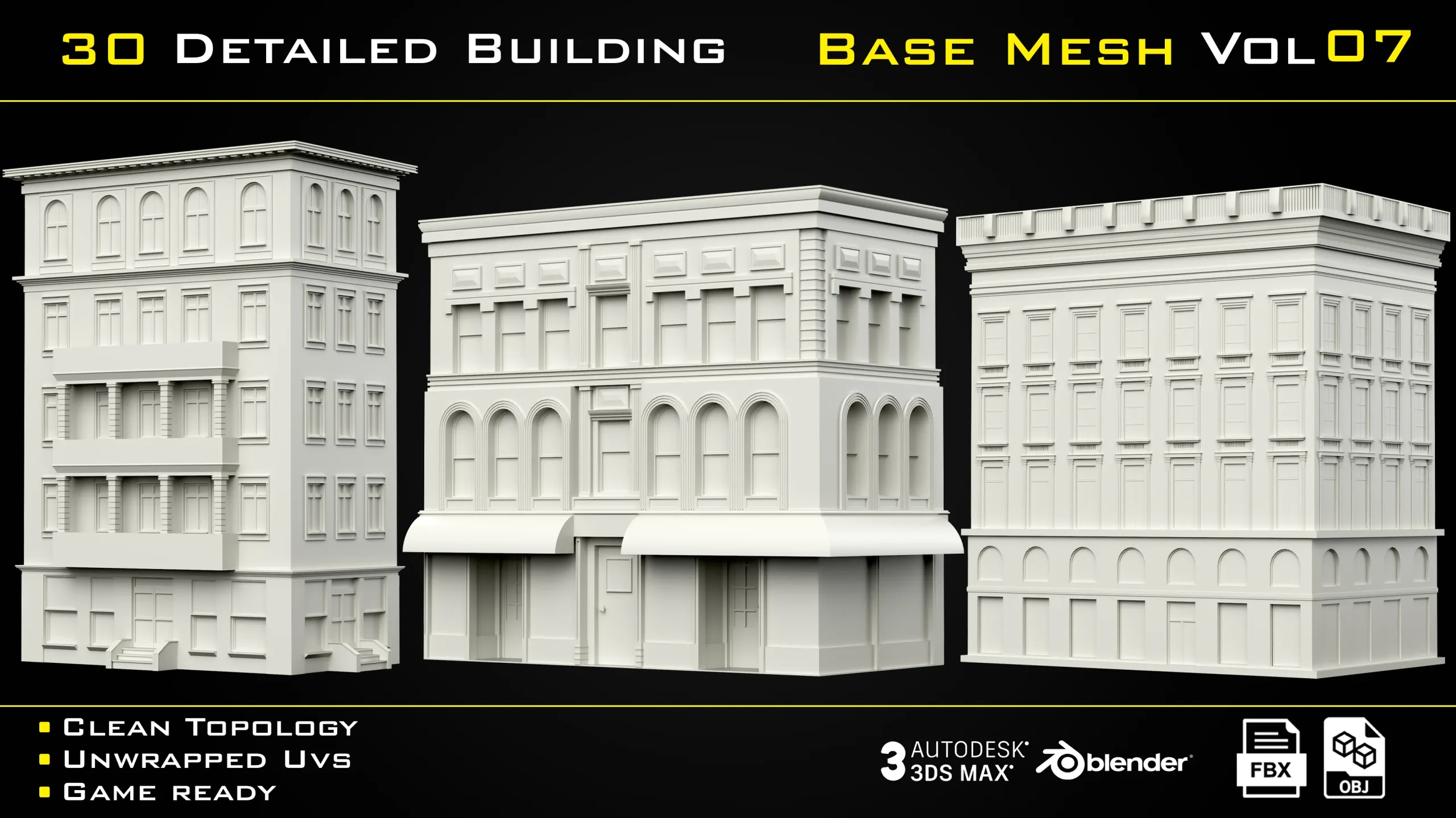 30 Detailed Building Base Mesh - Vol 07