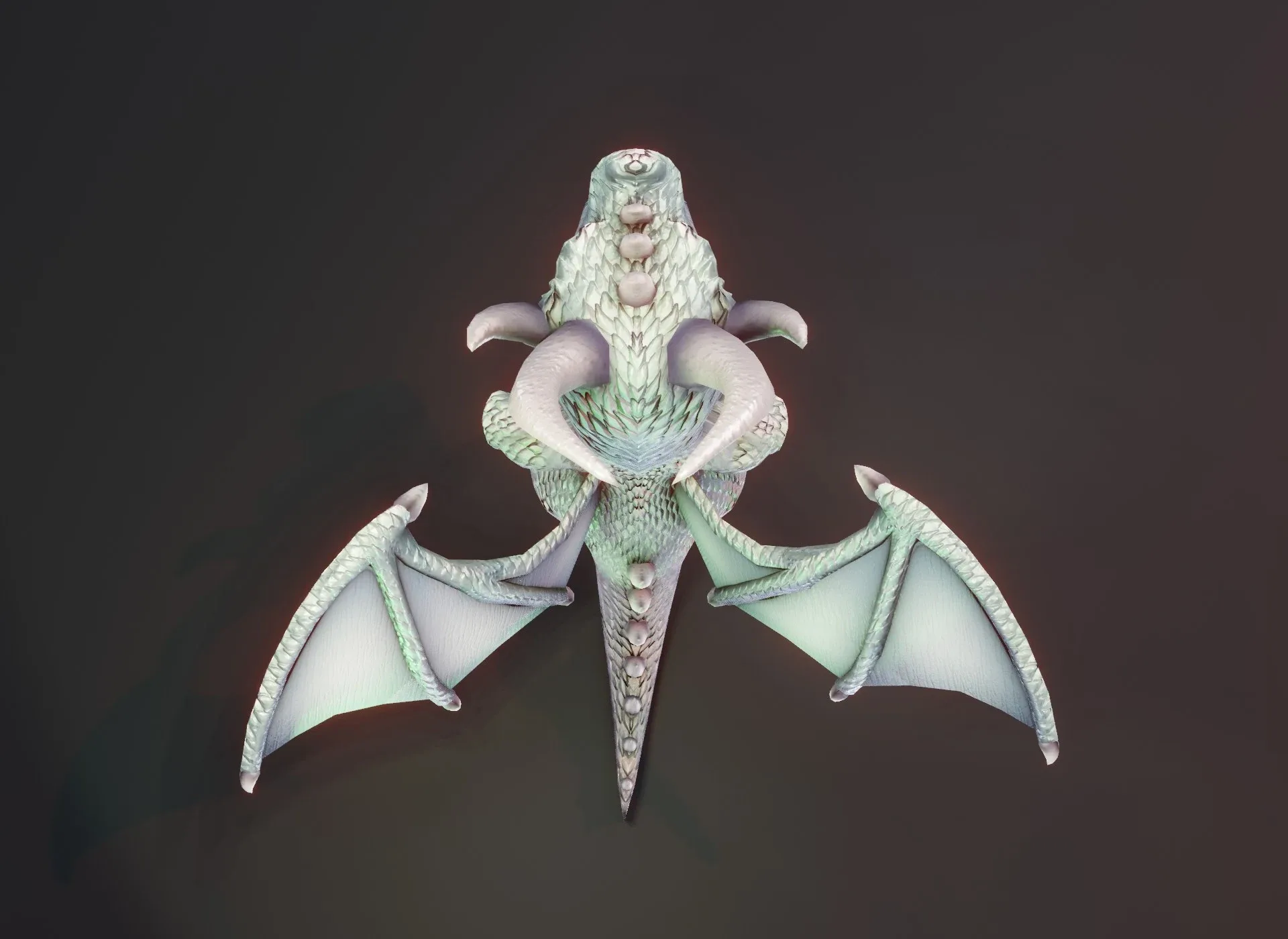 Cartoon Silver Dragon Rigged Low-poly 3D Model