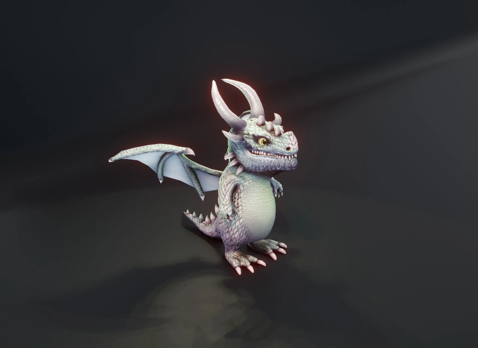 Cartoon Silver Dragon Rigged Low-poly 3D Model