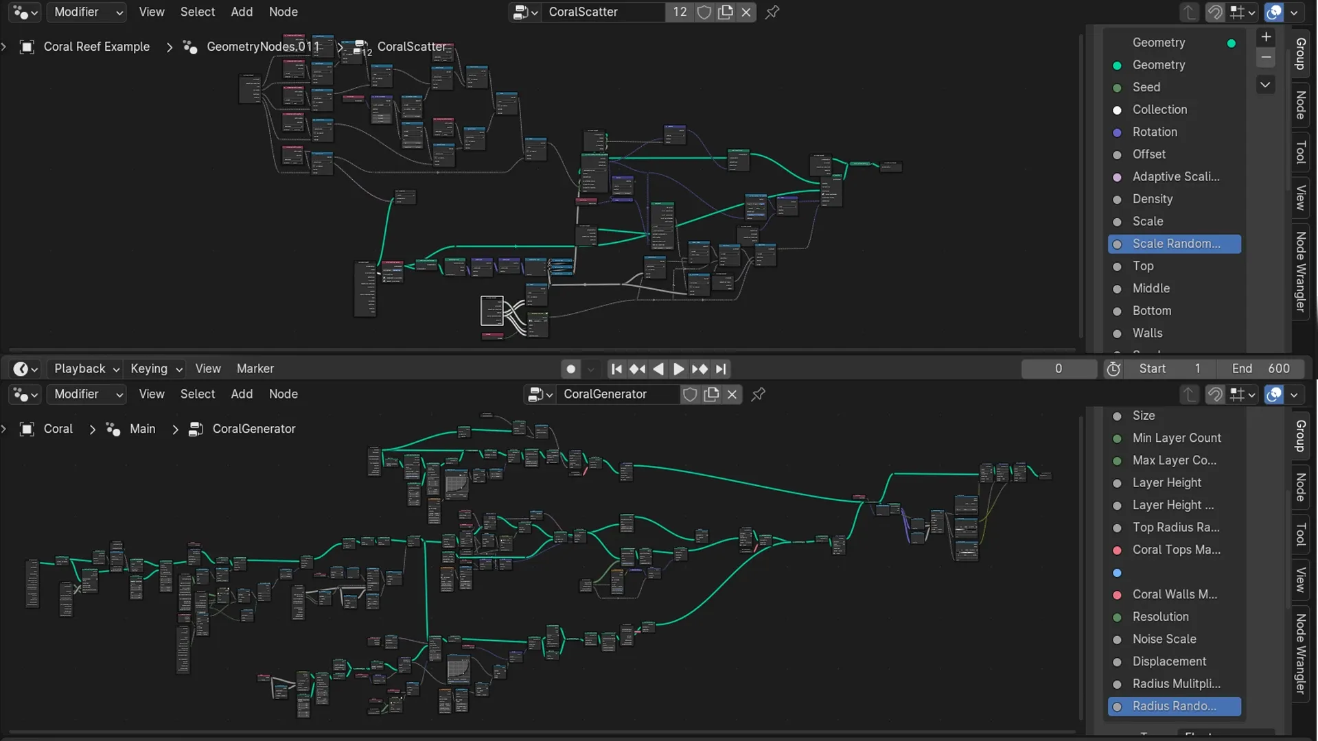 Blender Sea Coral Reef Geometry Node with Water Shader Setup