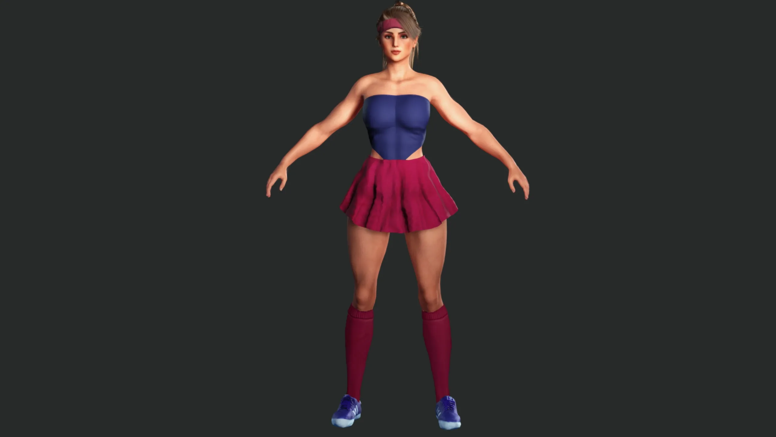 AAA 3D REALISTIC CHARACTER - MUSCULAR GIRL SPORT OUTFIT TENNIS