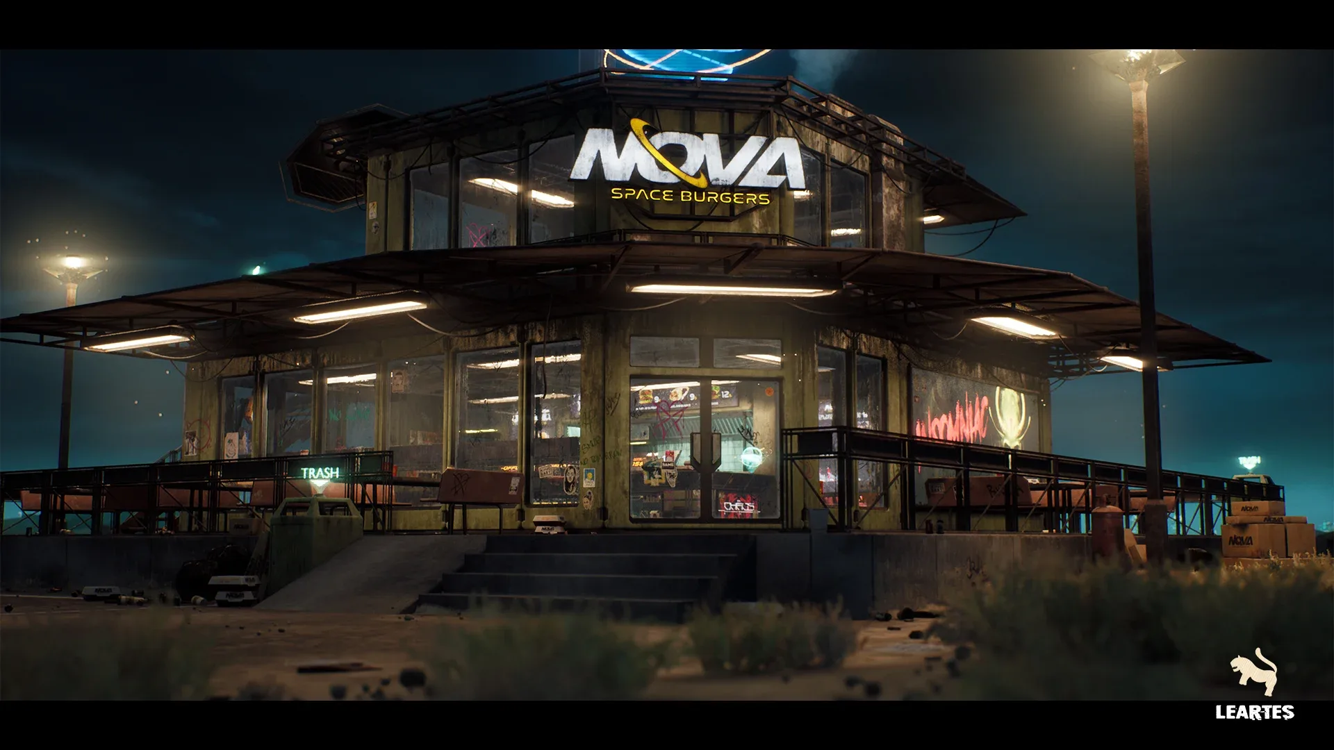 Nova Space Burgers / Cyberpunk Abandoned Restaurant