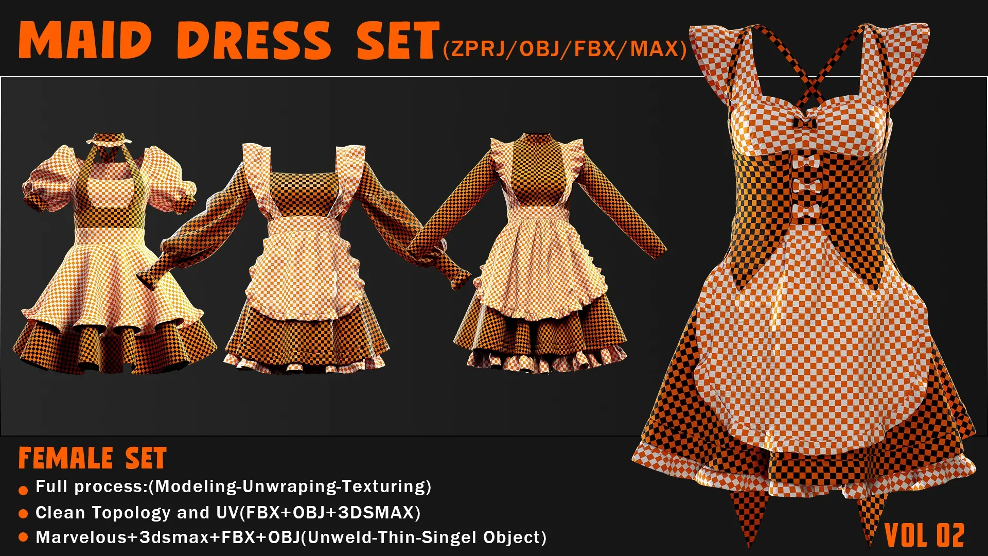 MAID DRESS SET(ZPRJ/OBJ/FBX/MAX)