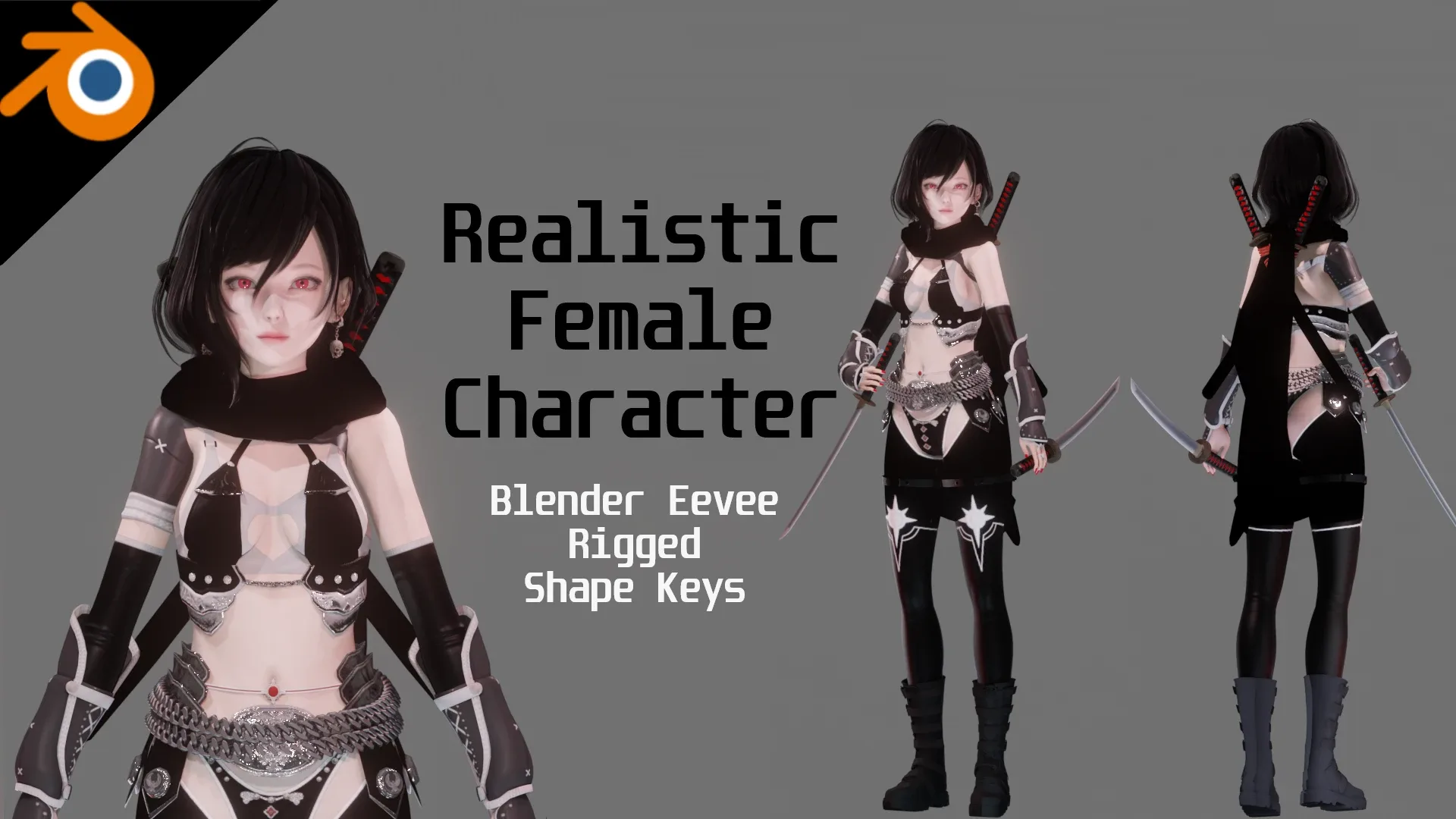 Dark Assassin - Realistic Female Character - Blender Eevee