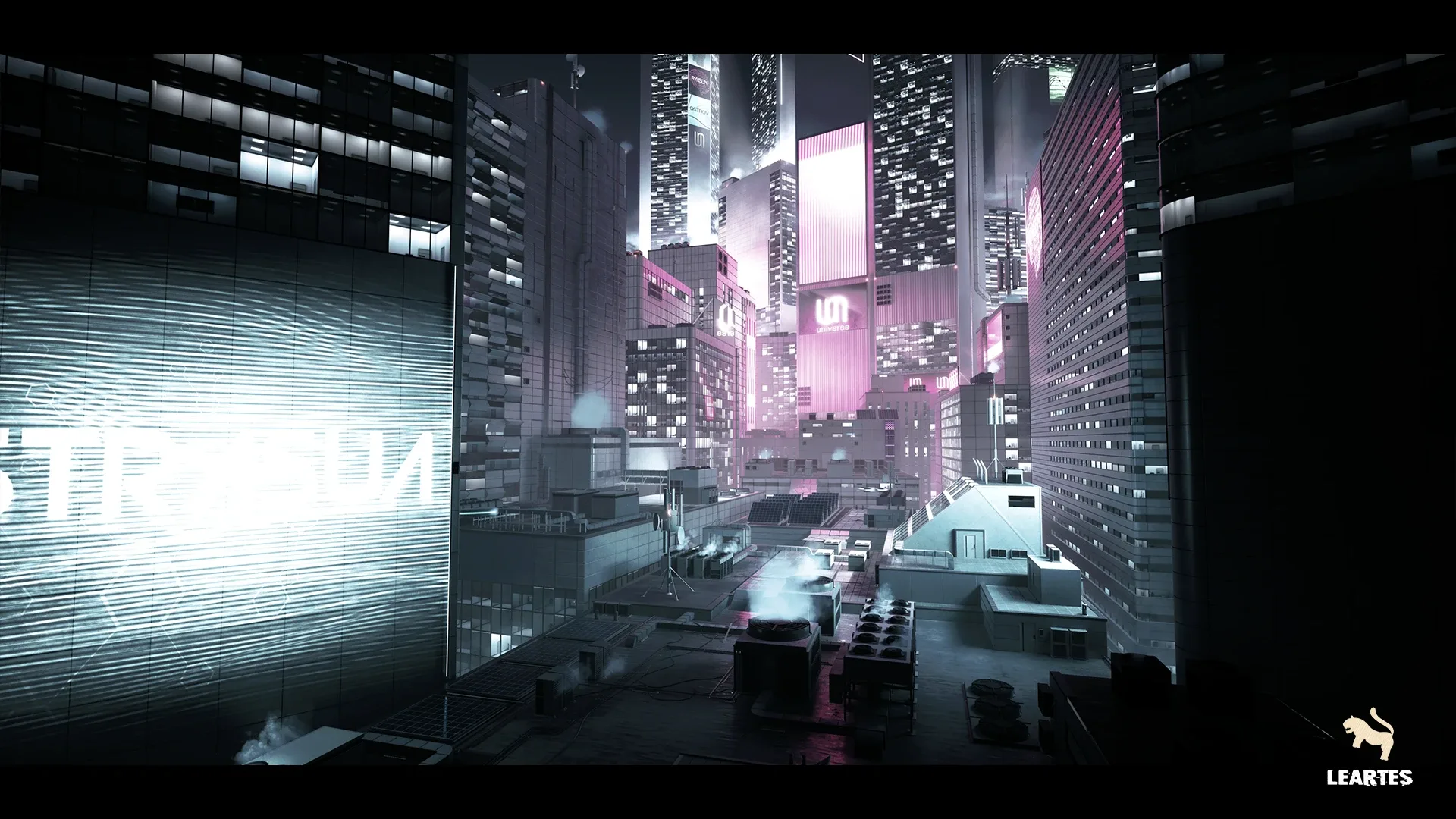 Futuristic Rooftop City Environment