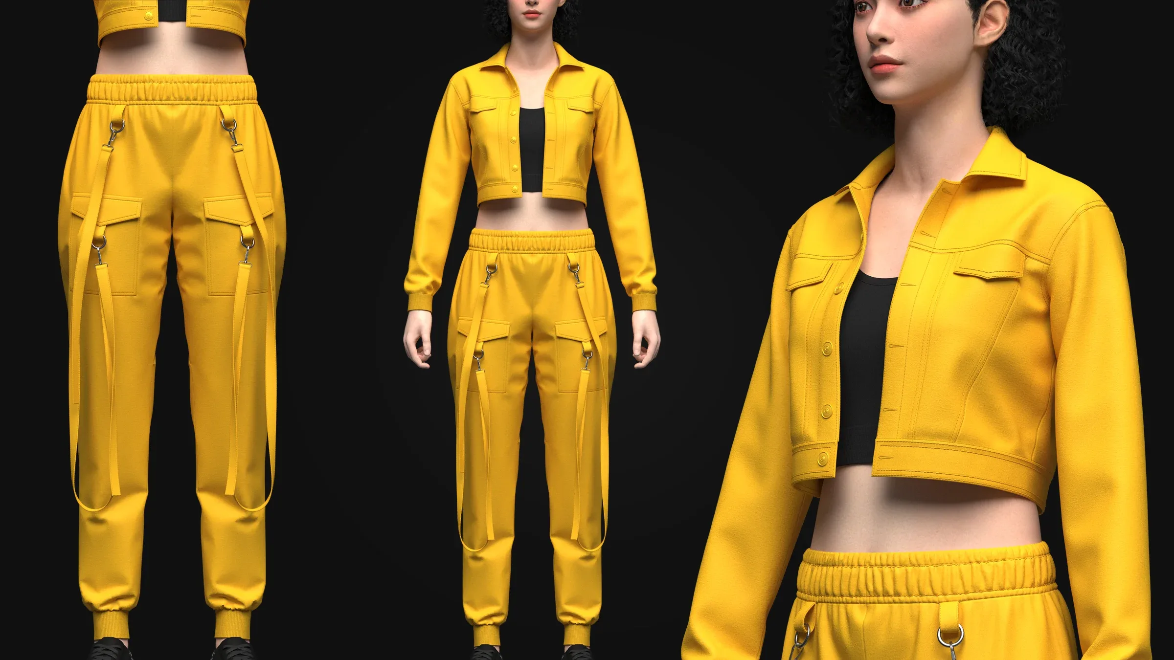 Women Streetwear Outfit 3d Model, Marvelous Designer-Clo3d-fbx-obj