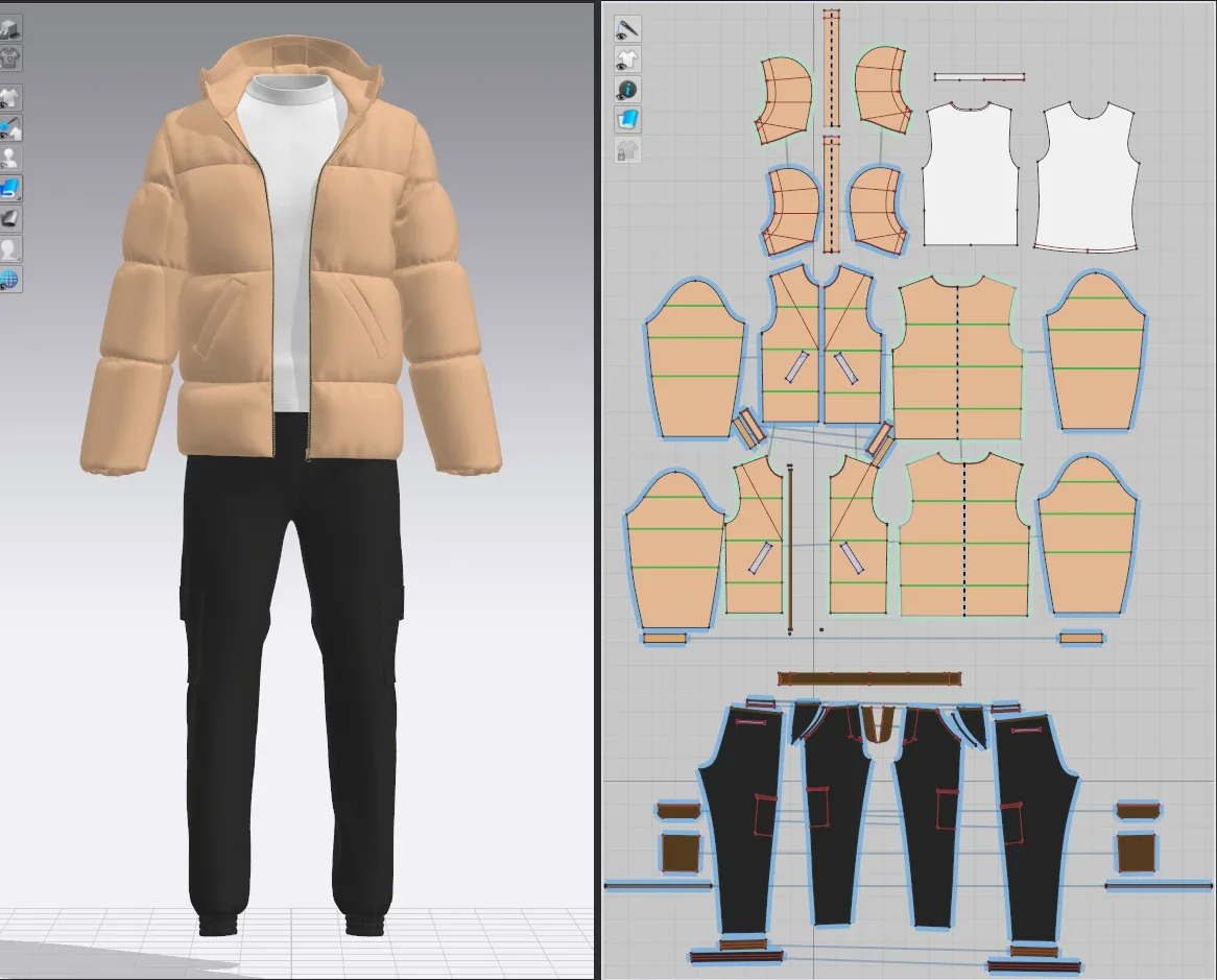 Mens Puffer Jacket Outfit 3d Model, Marvelous Designer-Clo3d-fbx-obj