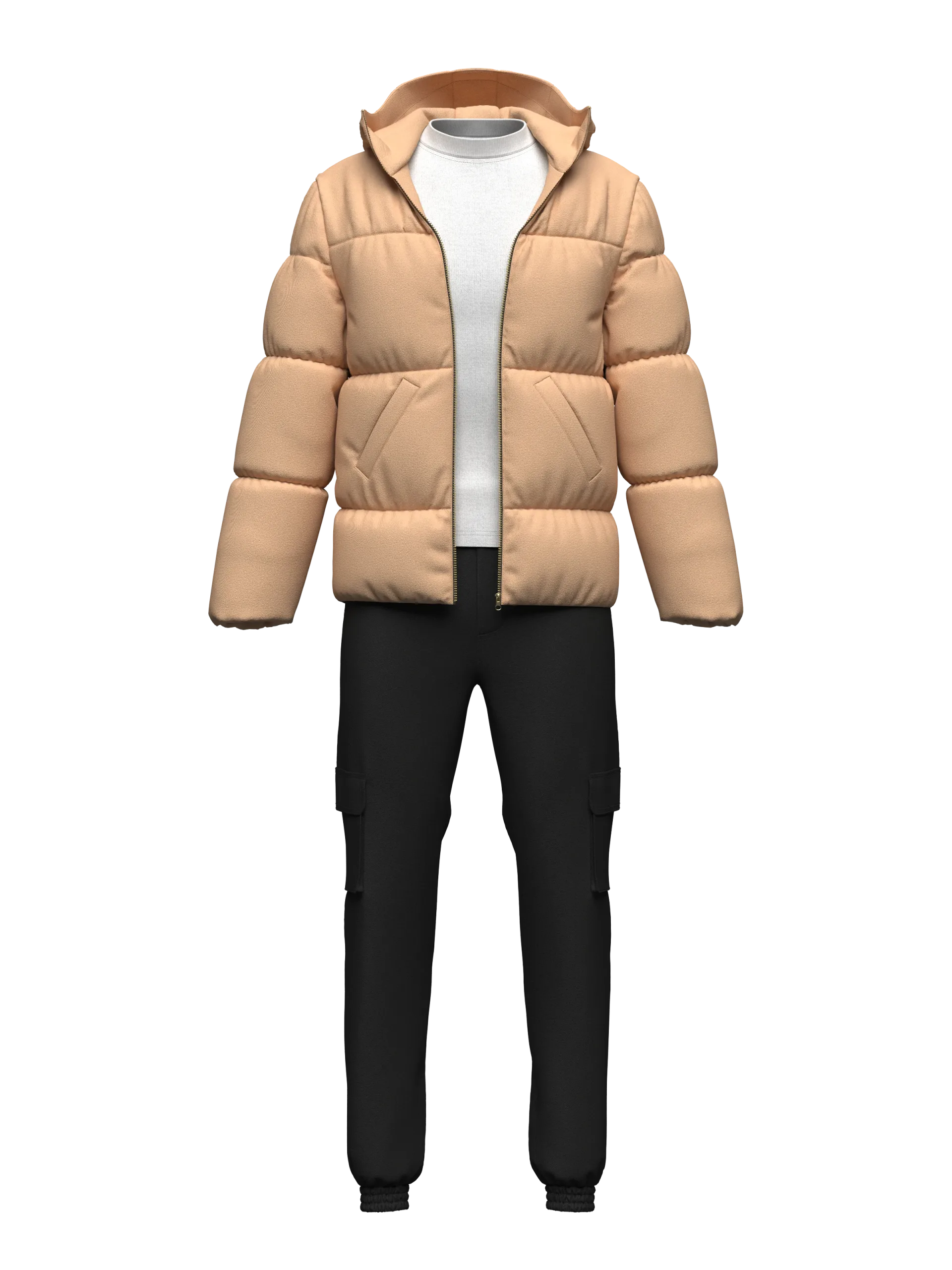 Mens Puffer Jacket Outfit 3d Model, Marvelous Designer-Clo3d-fbx-obj