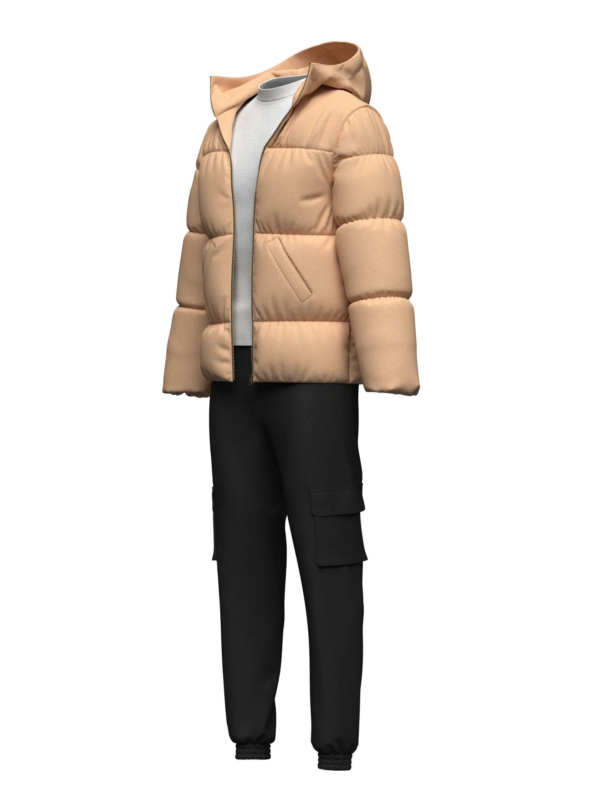 Mens Puffer Jacket Outfit 3d Model, Marvelous Designer-Clo3d-fbx-obj