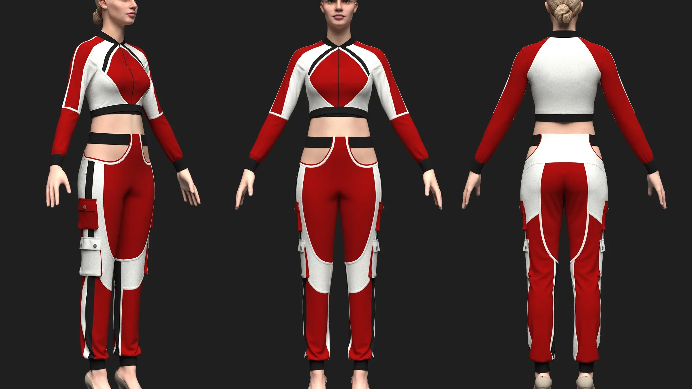 Women Streetwear Outfit-2, Marvelous Designer-Clo3d-fbx-obj