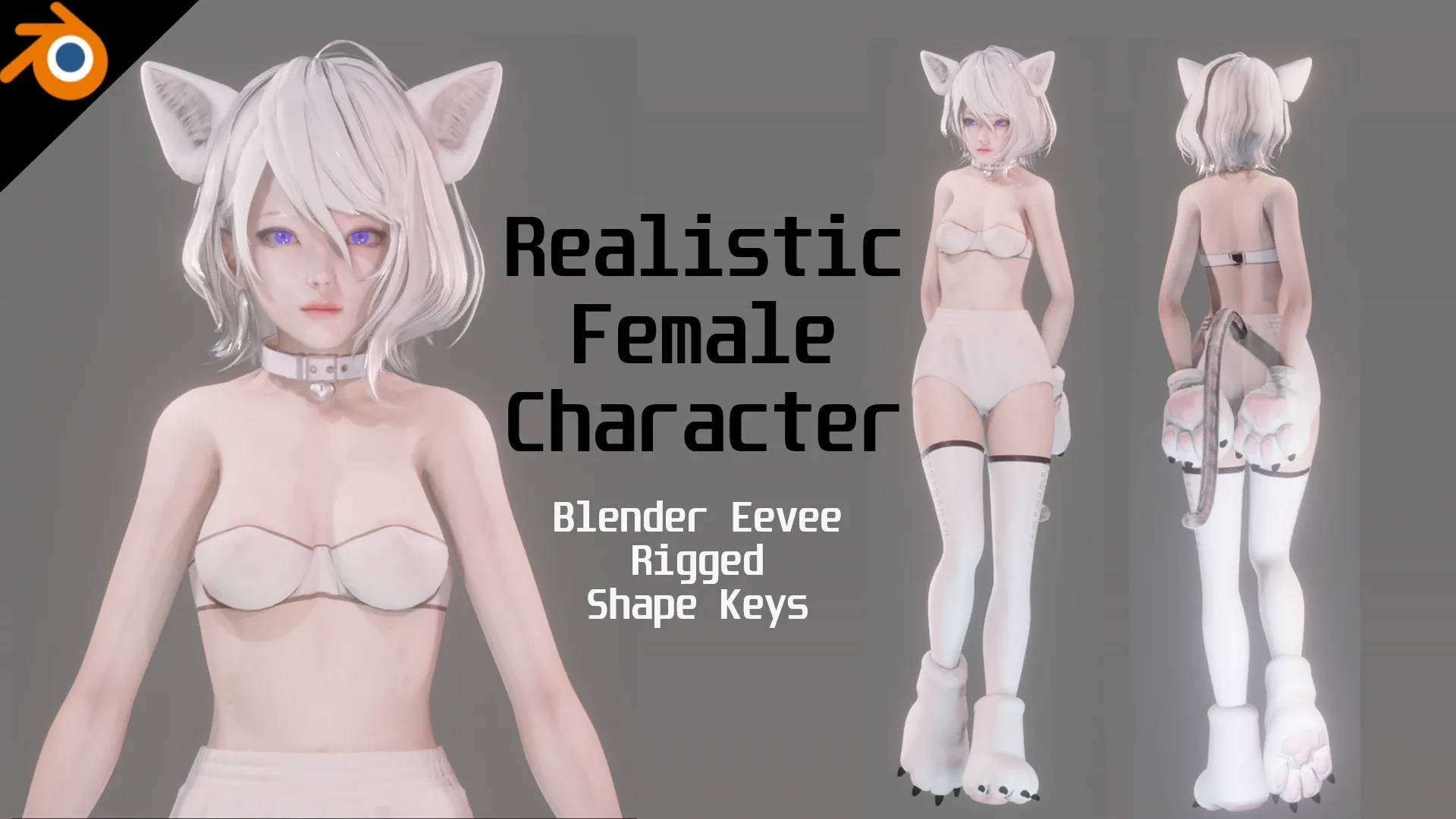 Cat Girl Cosplay - Realistic Female Character - Blender Eevee