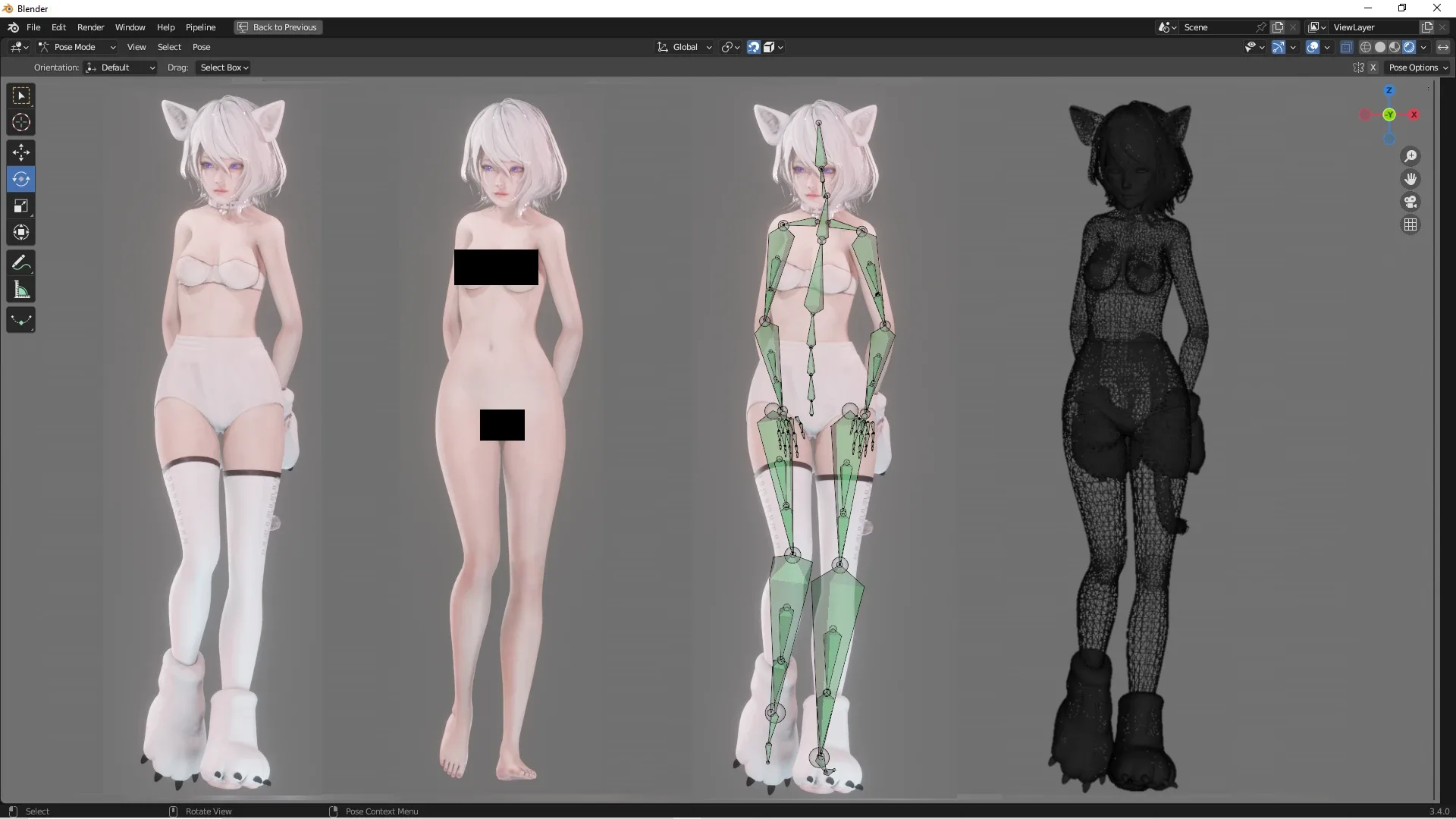 Cat Girl Cosplay - Realistic Female Character - Blender Eevee