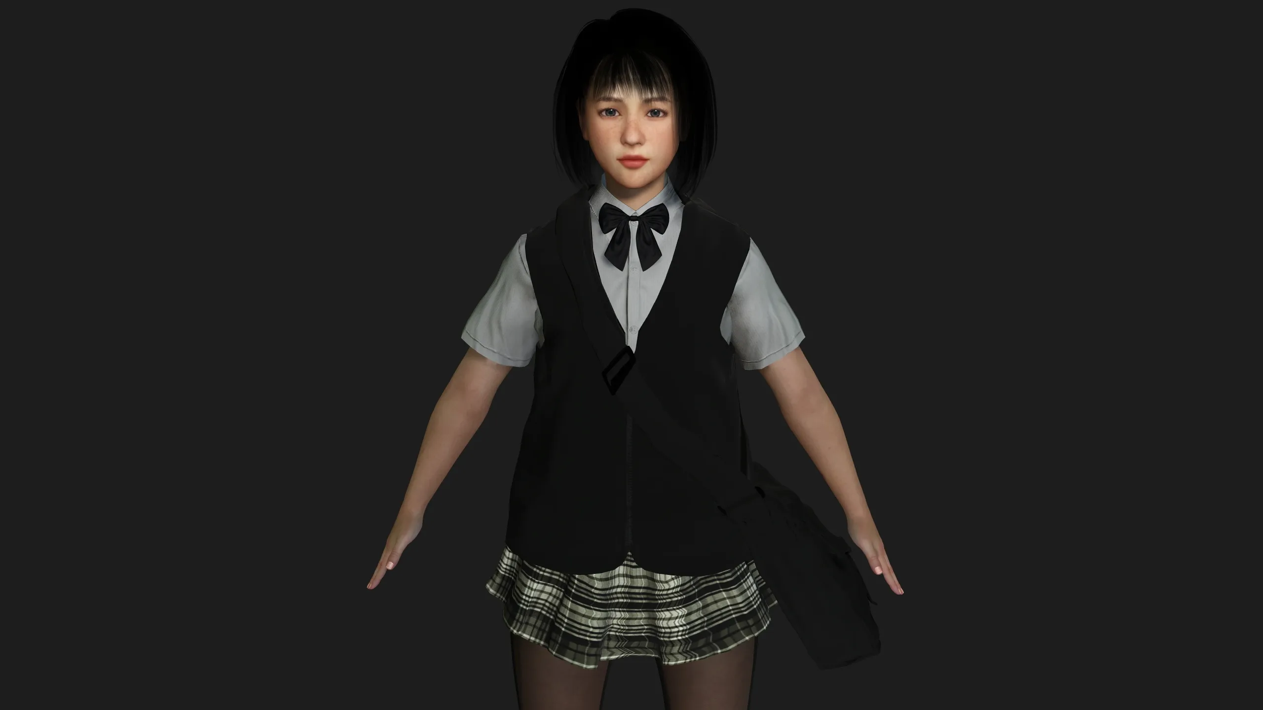 AAA 3D REALISTIC ASIAN GIRL CHARACTER - JAPANESE STUDENT KIDS