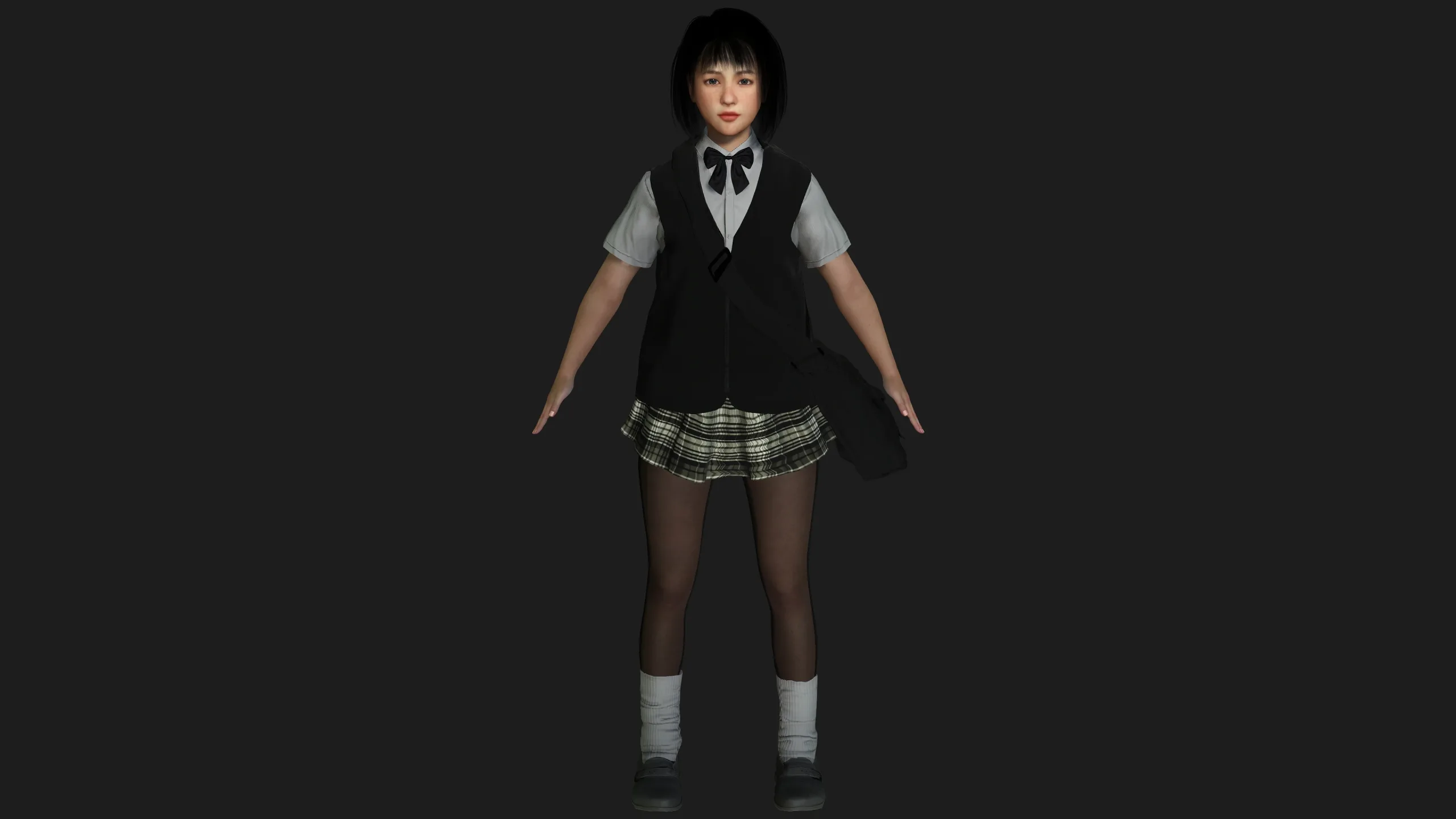 AAA 3D REALISTIC ASIAN GIRL CHARACTER - JAPANESE STUDENT KIDS