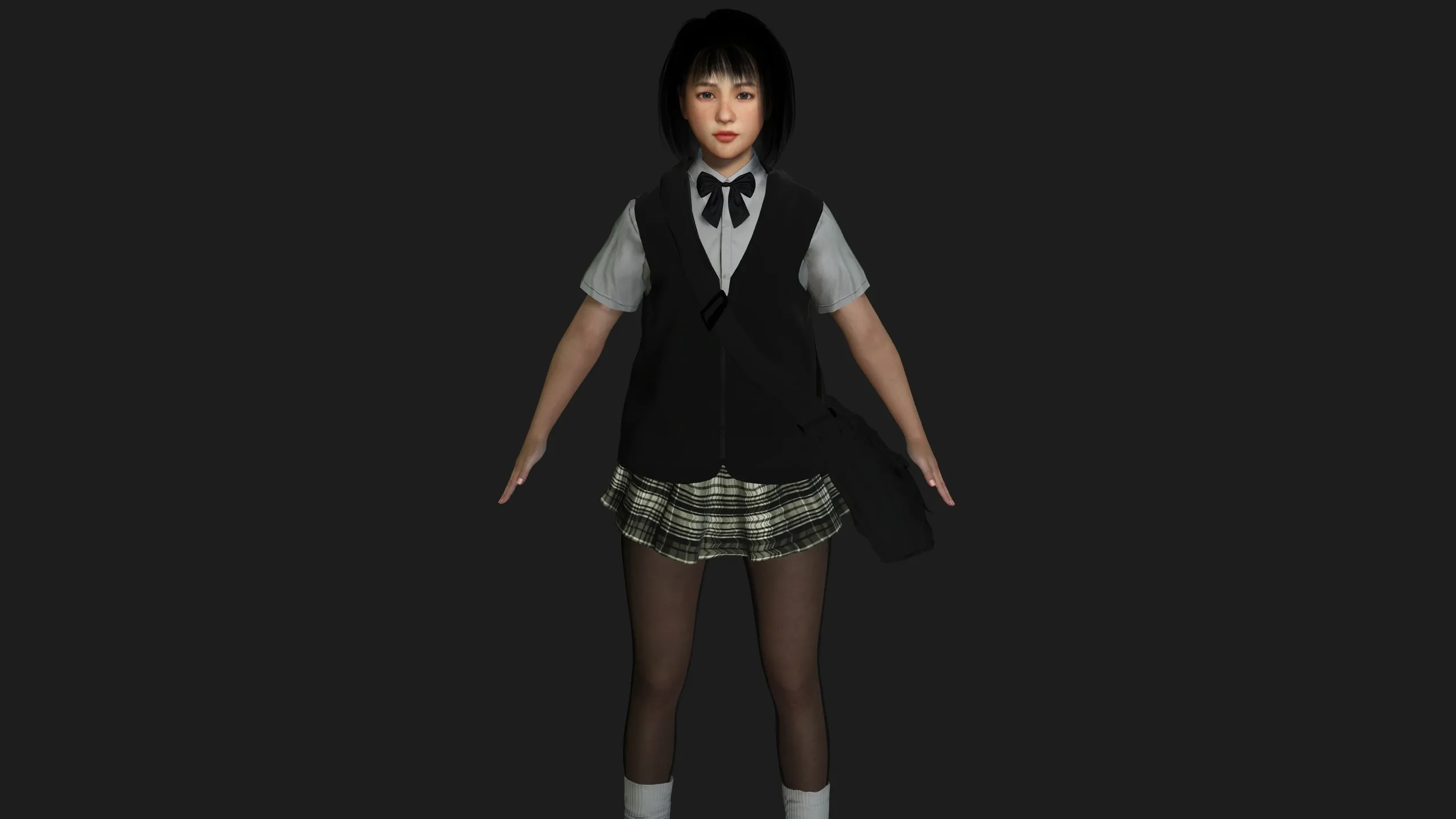 AAA 3D REALISTIC ASIAN GIRL CHARACTER - JAPANESE STUDENT KIDS