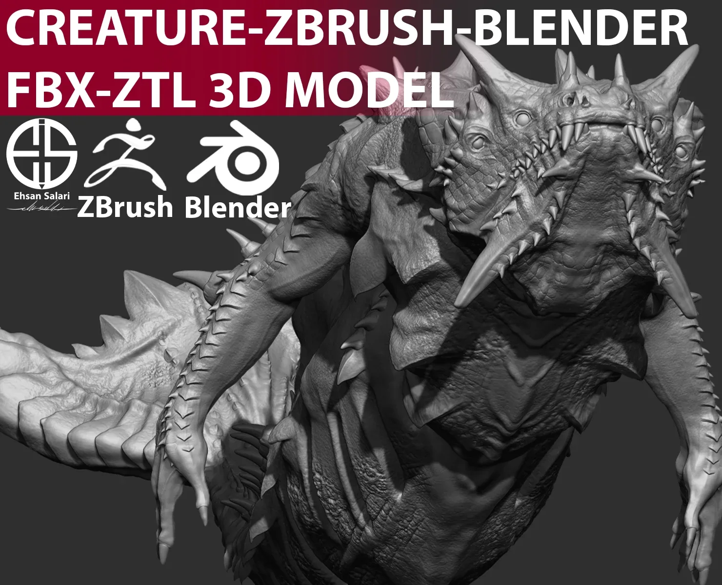 Full 3D Creature r model-Zbrush-Blender [ Film-Game-Animation ]