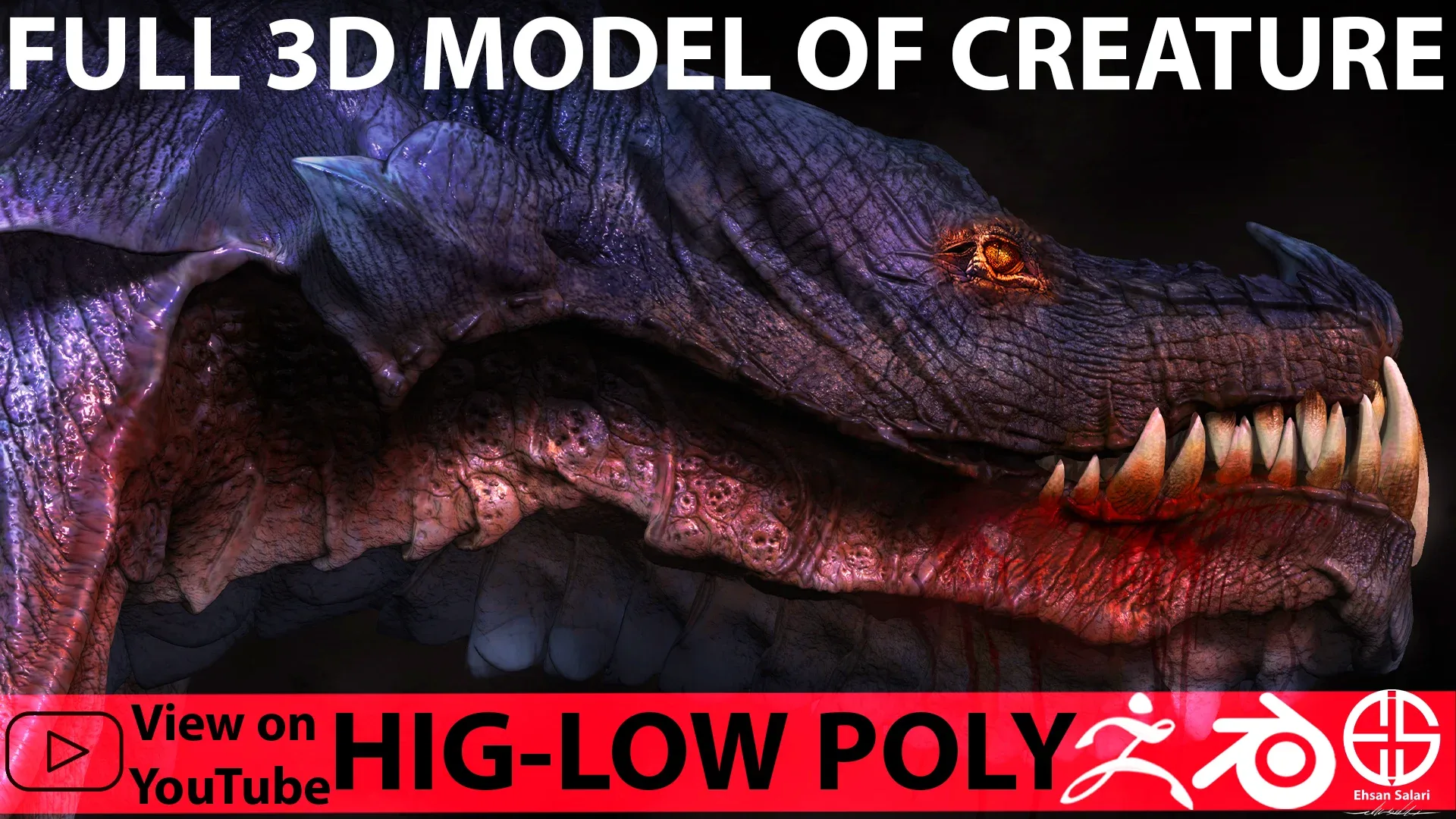 Creature-Dragon-Creature Model Ready - ZBrush & Blender  Animal Anatomy-Fish