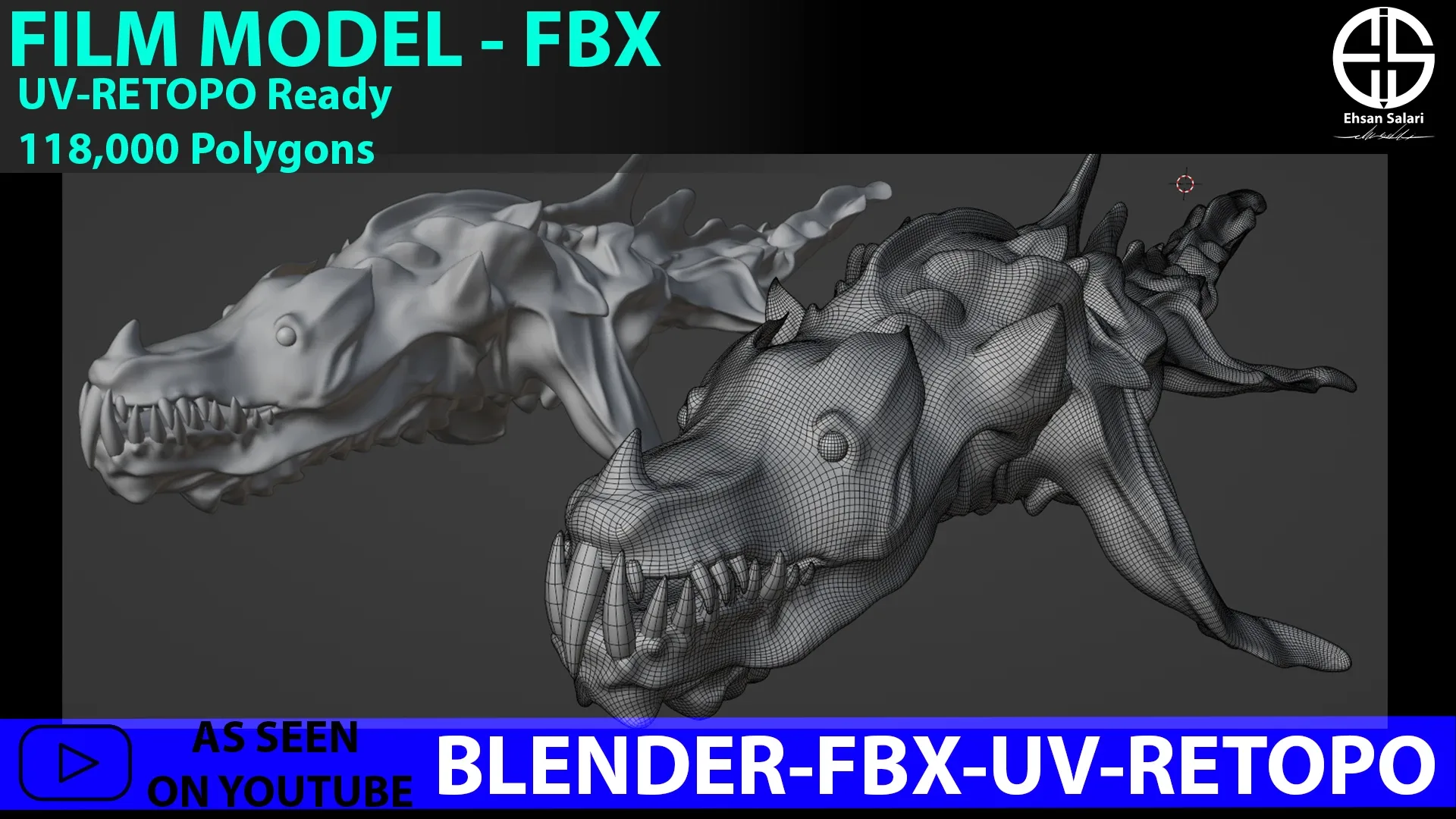 Creature-Dragon-Creature Model Ready - ZBrush & Blender  Animal Anatomy-Fish