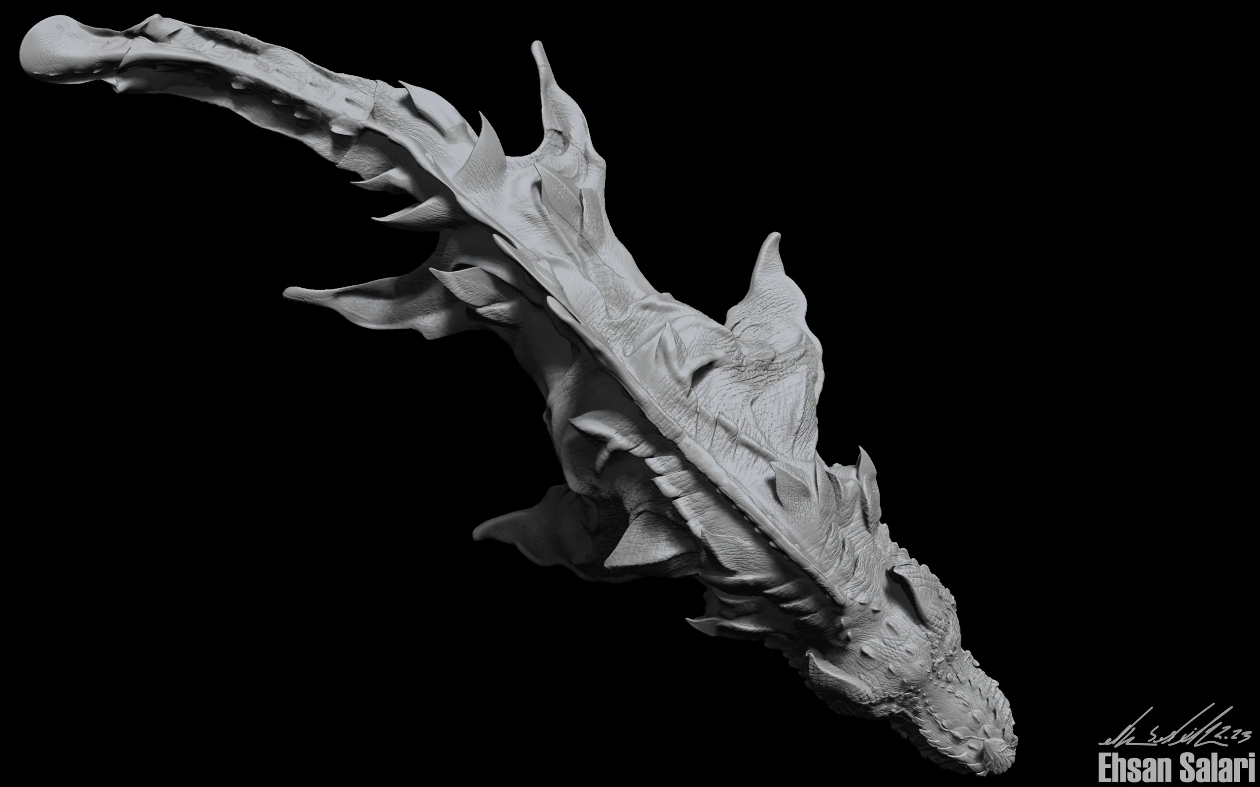 Creature-Dragon-Creature Model Ready - ZBrush & Blender  Animal Anatomy-Fish