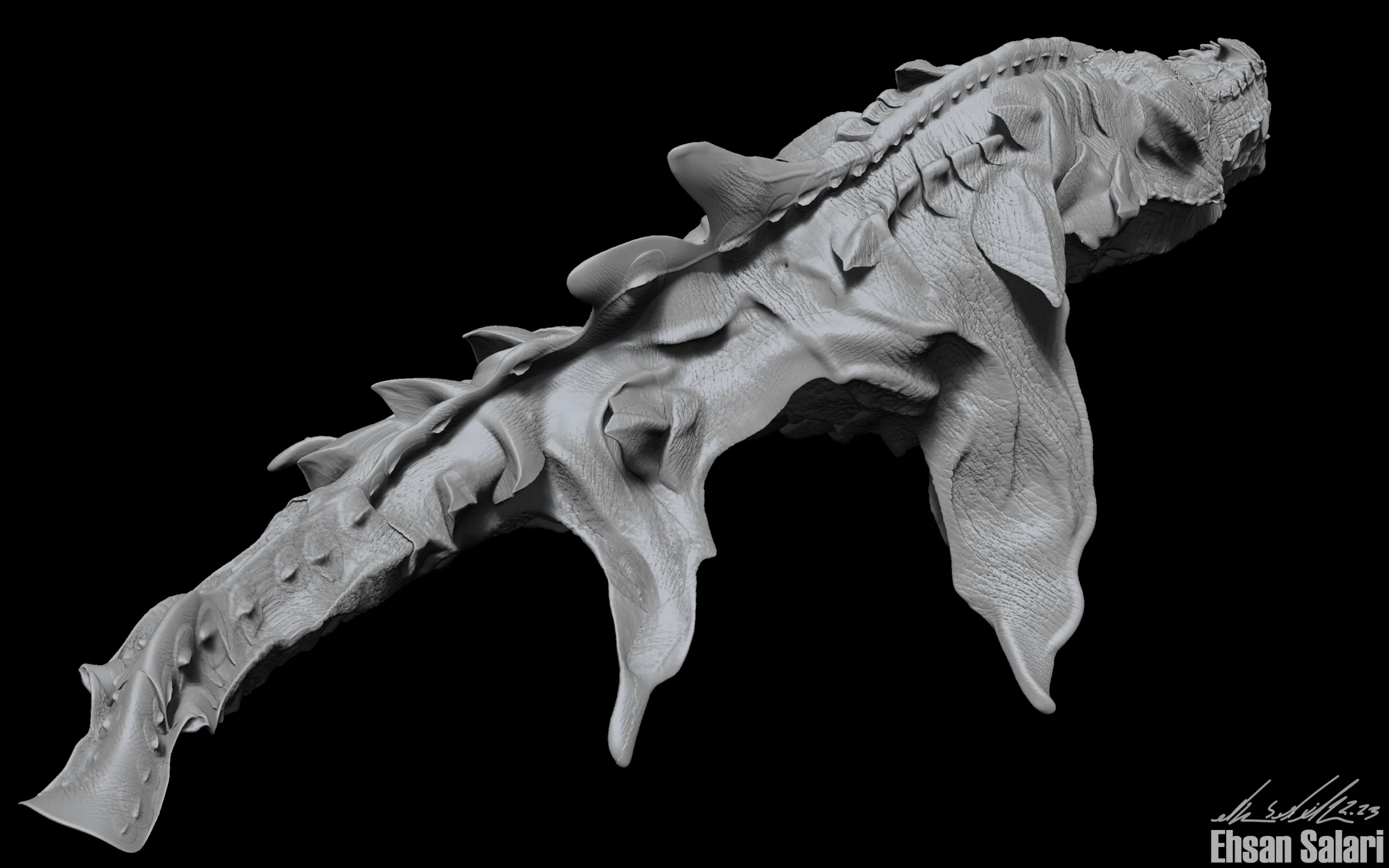 Creature-Dragon-Creature Model Ready - ZBrush & Blender  Animal Anatomy-Fish