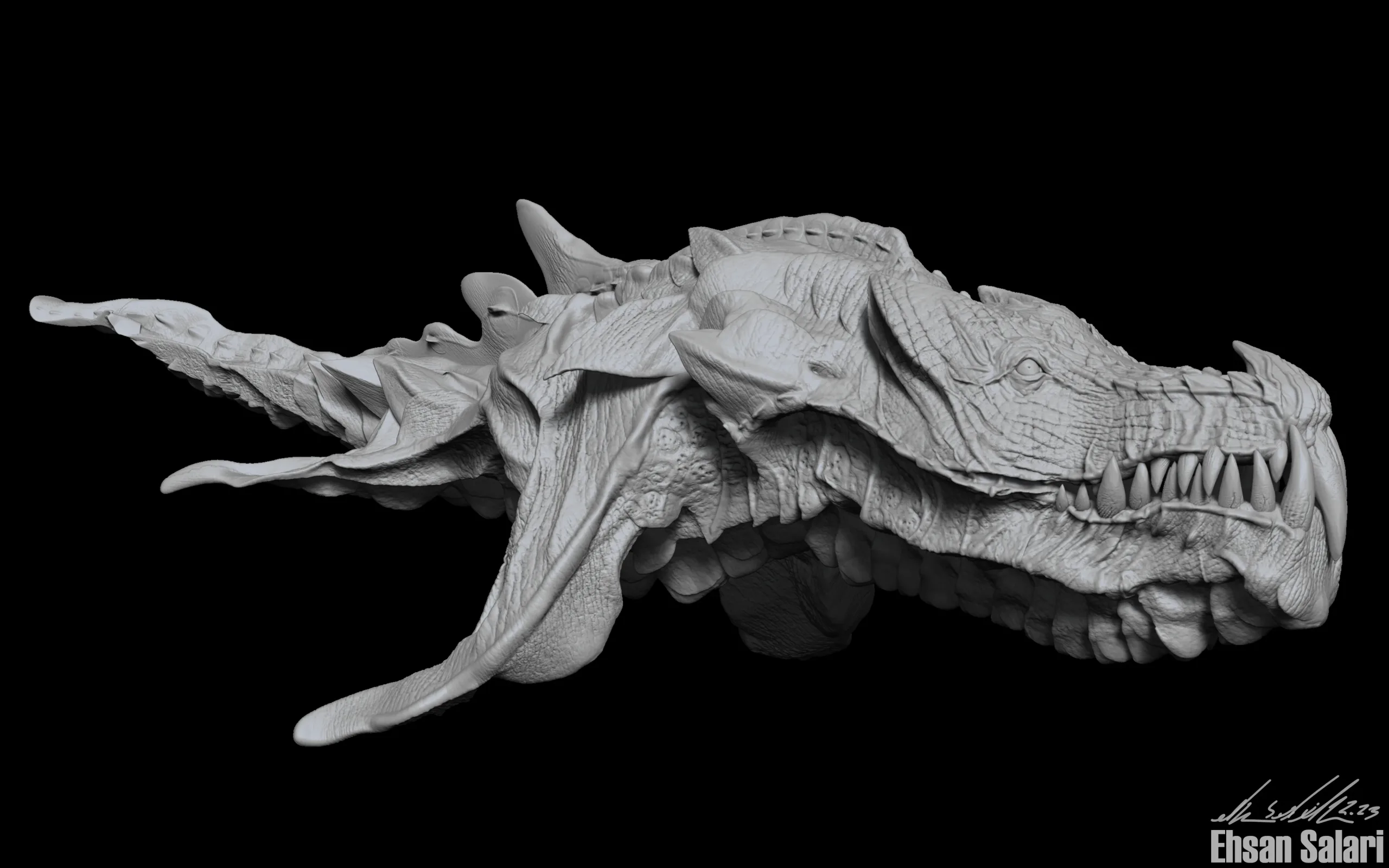 Creature-Dragon-Creature Model Ready - ZBrush & Blender  Animal Anatomy-Fish