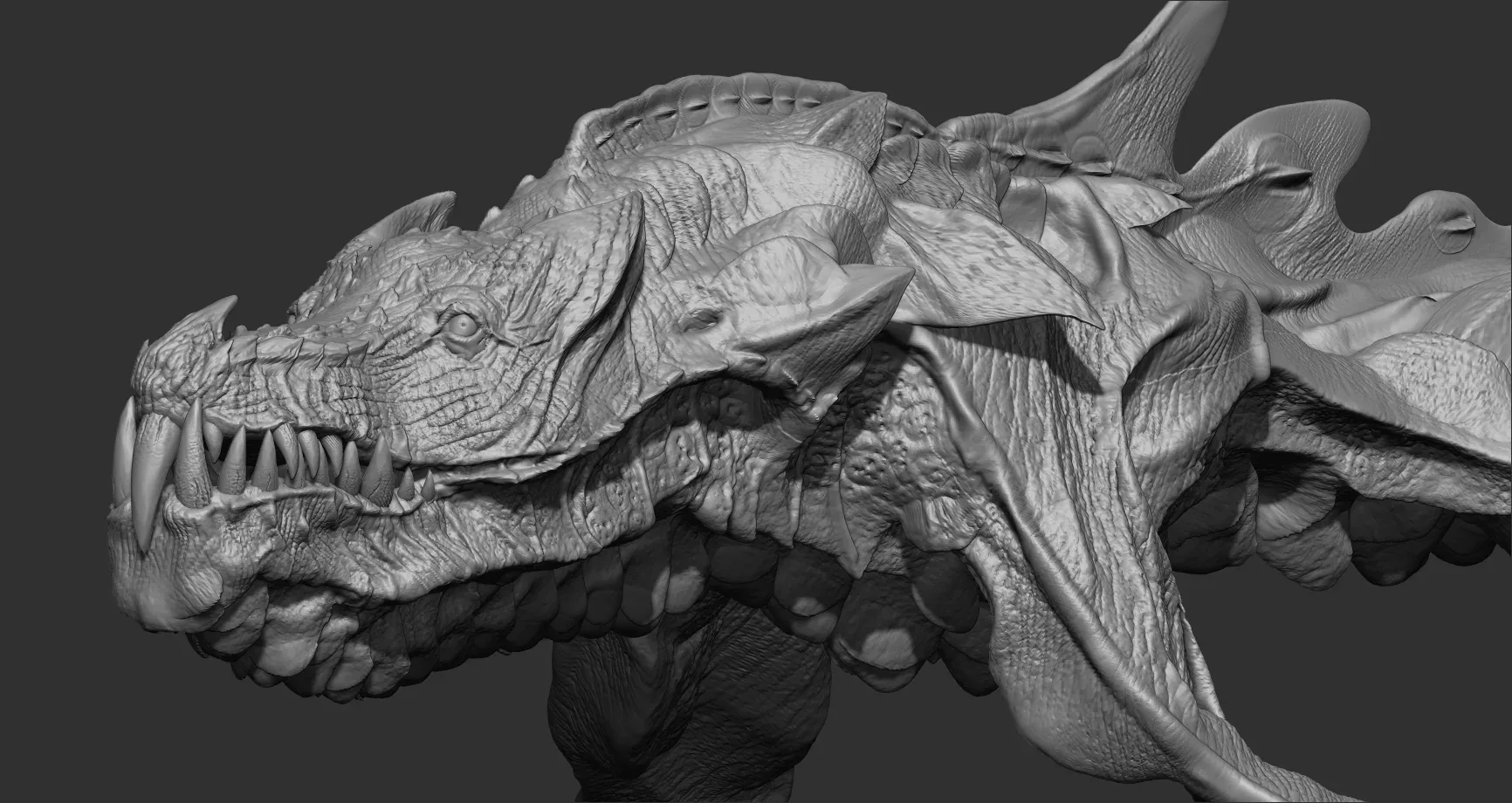 Creature-Dragon-Creature Model Ready - ZBrush & Blender  Animal Anatomy-Fish