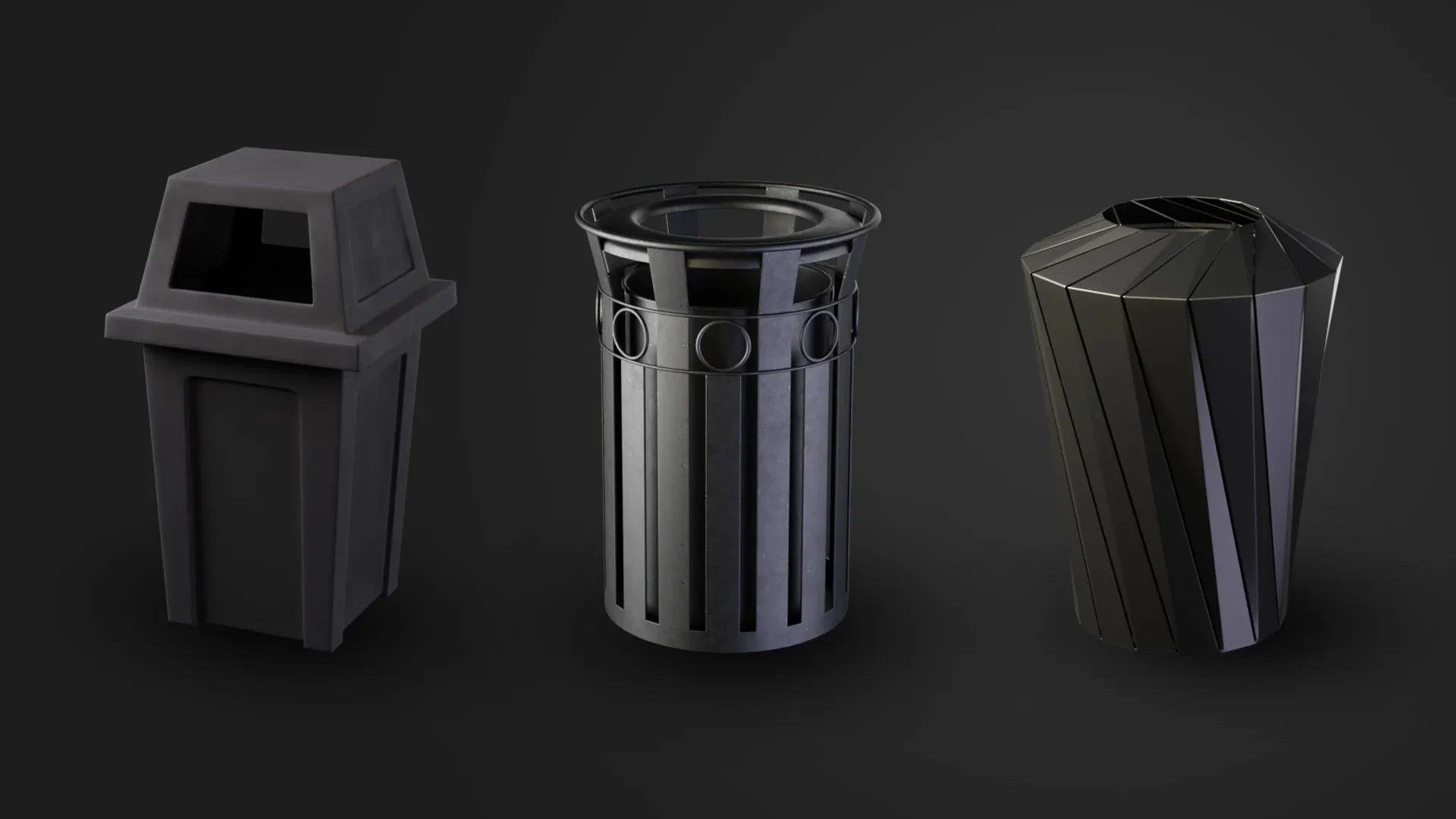 10 Trashcan Base Mesh / Low Poly / Mid Poly / Game Ready