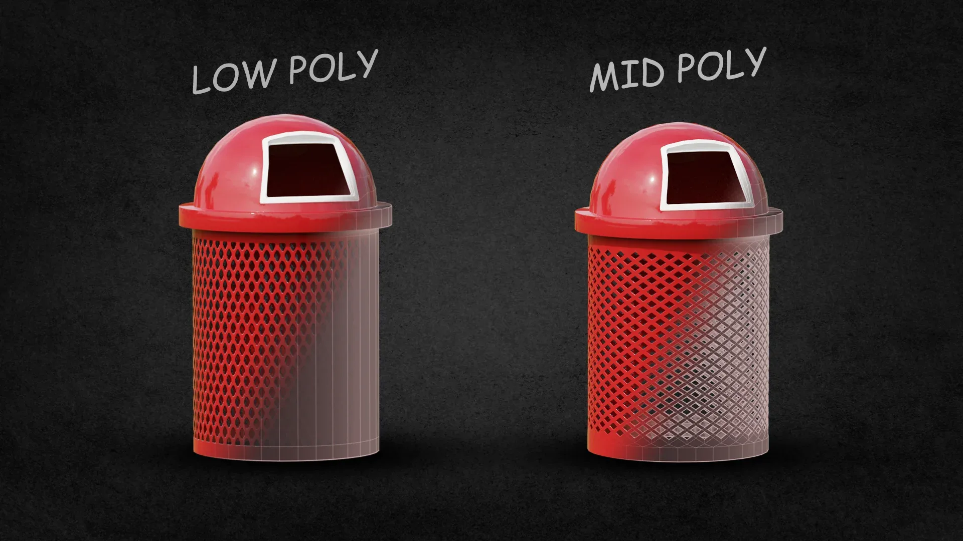 10 Trashcan Base Mesh / Low Poly / Mid Poly / Game Ready