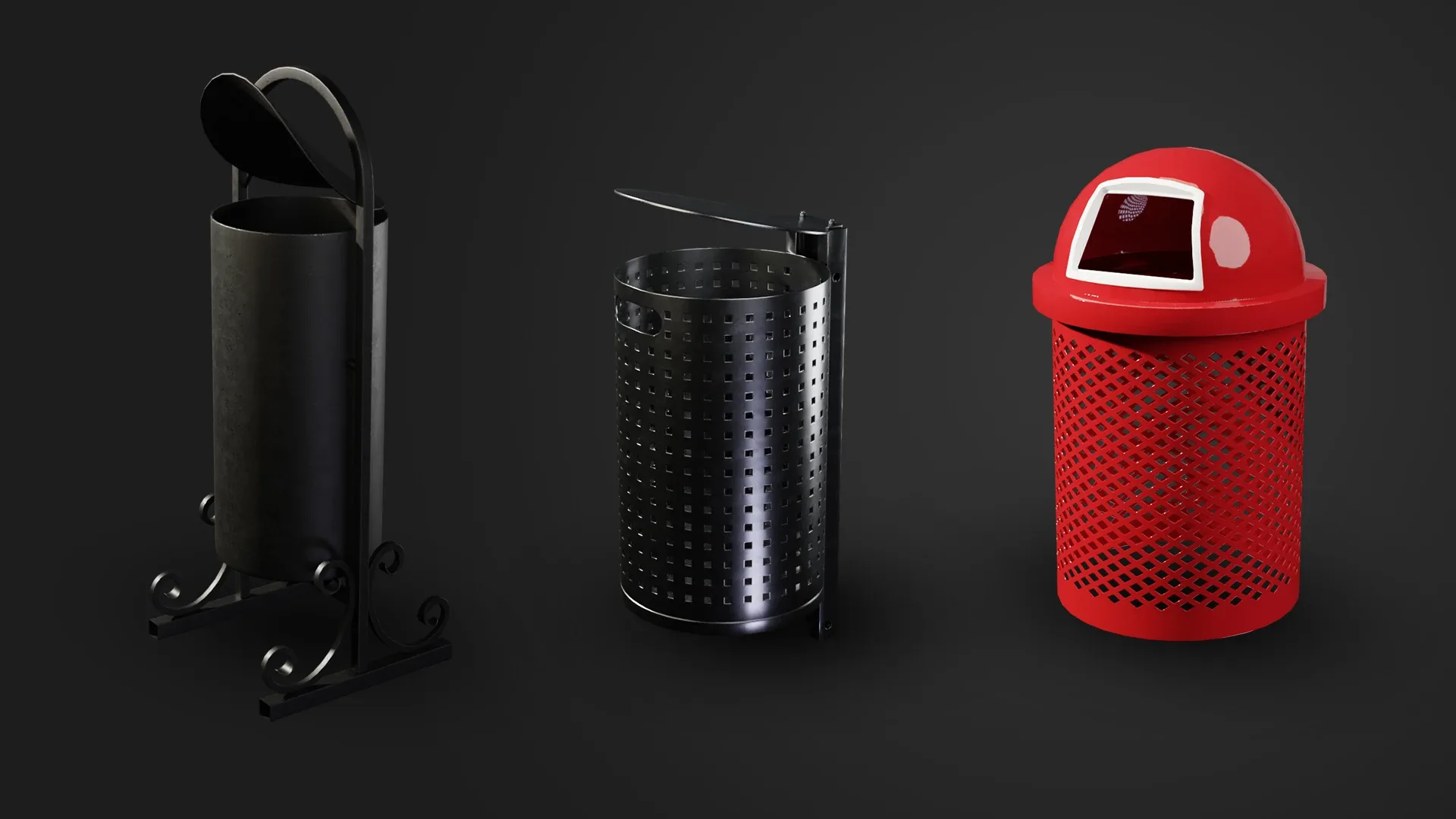 10 Trashcan Base Mesh / Low Poly / Mid Poly / Game Ready