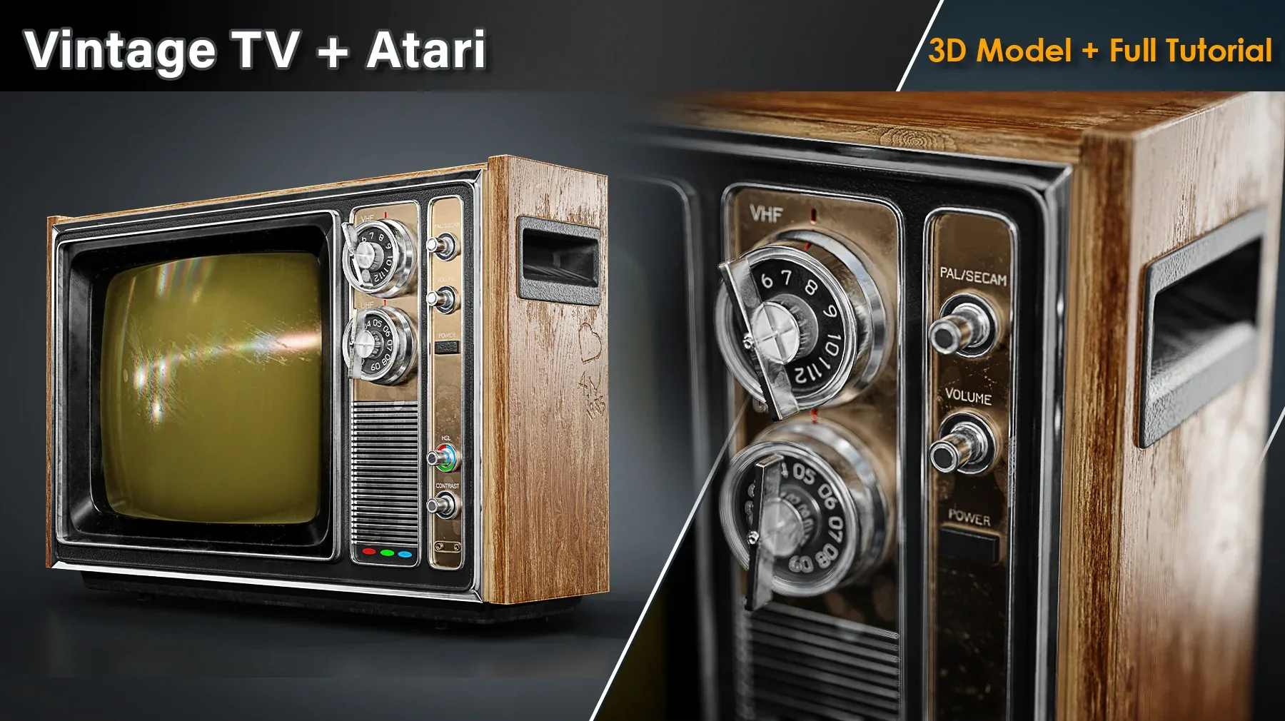 Vintage TV + Atari / 3D  Model + Full Tutorial