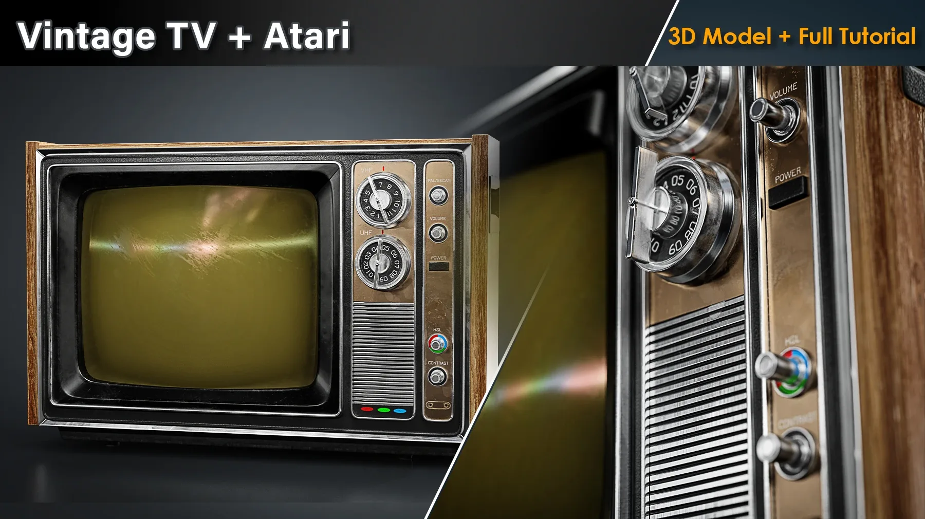 Vintage TV + Atari / 3D  Model + Full Tutorial