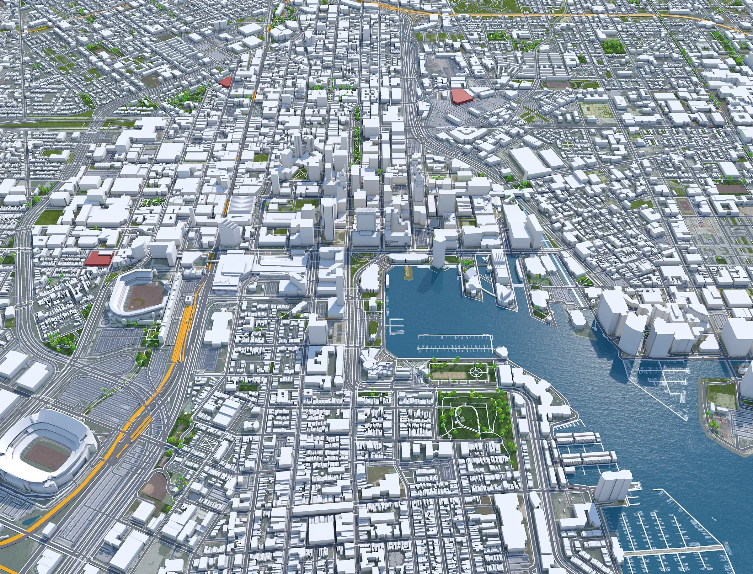 Baltimore City Maryland 3D Model 50km