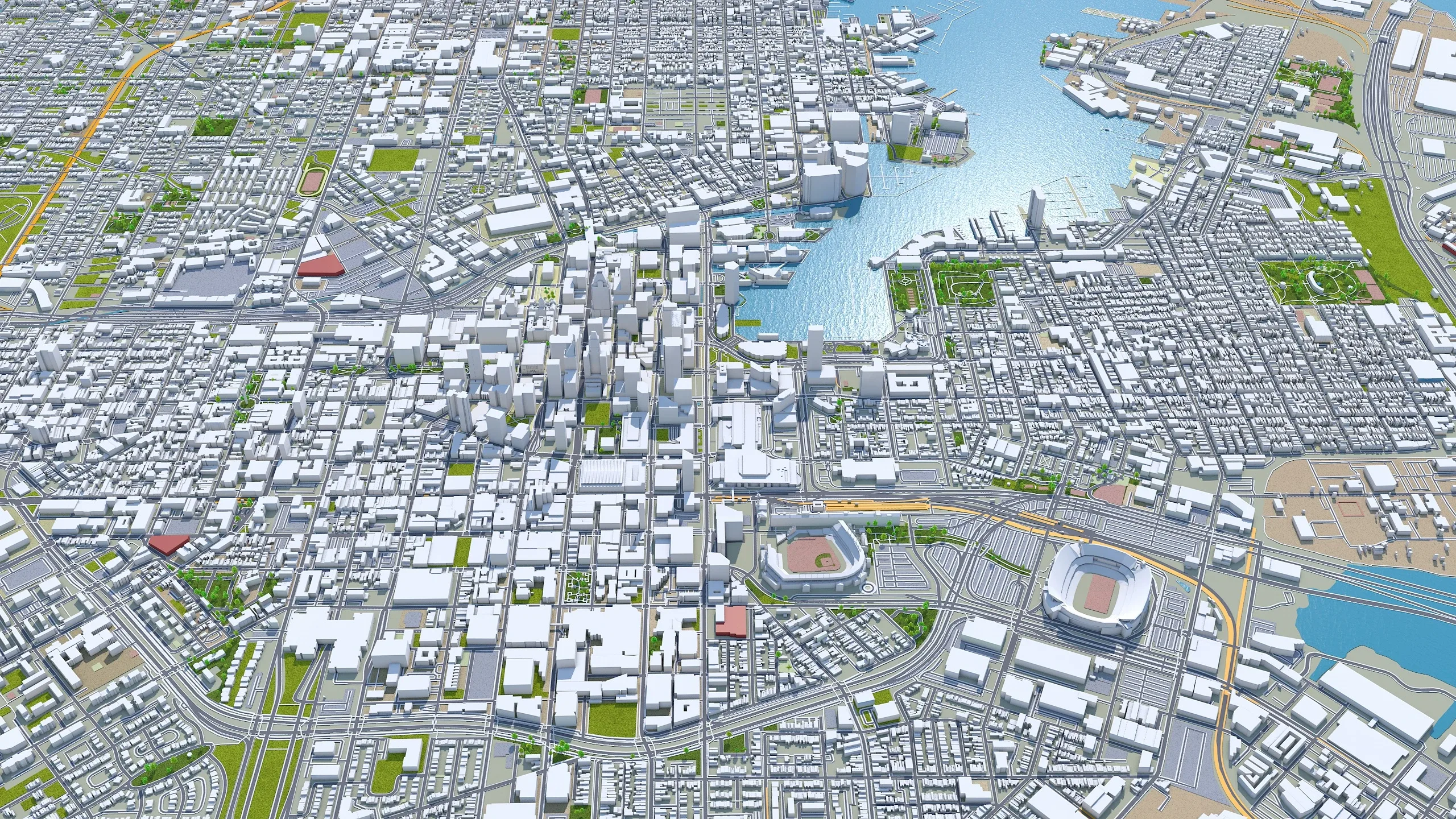 Baltimore City Maryland 3D Model 50km