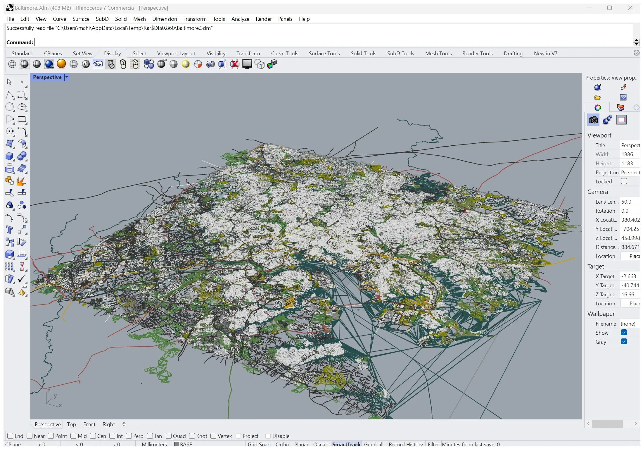 Baltimore City Maryland 3D Model 50km