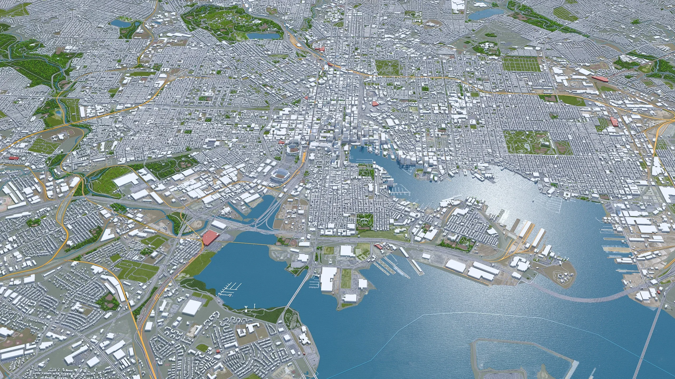 Baltimore City Maryland 3D Model 50km