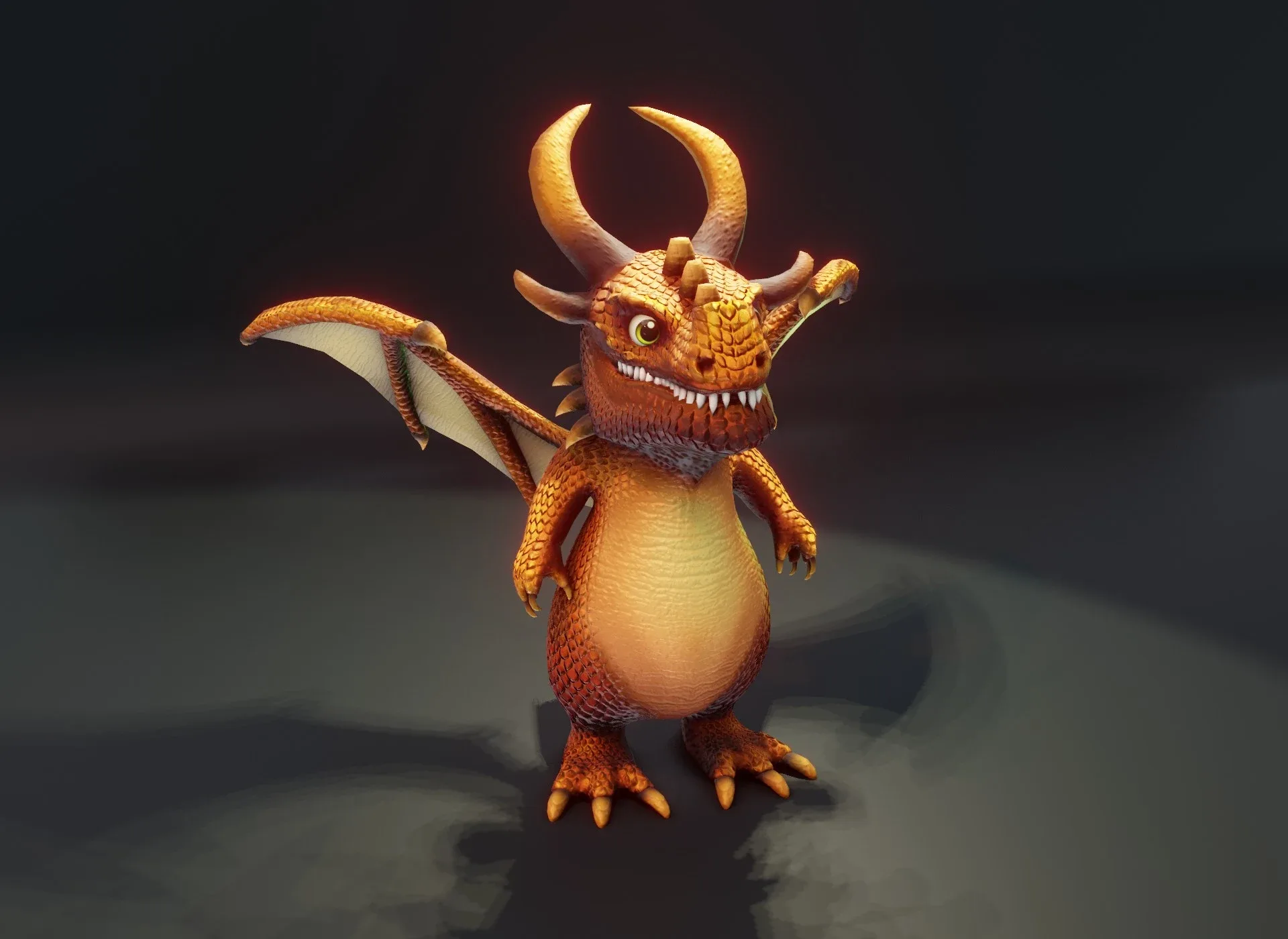 Cartoon Bronze Dragon Rigged Low-poly 3D Model