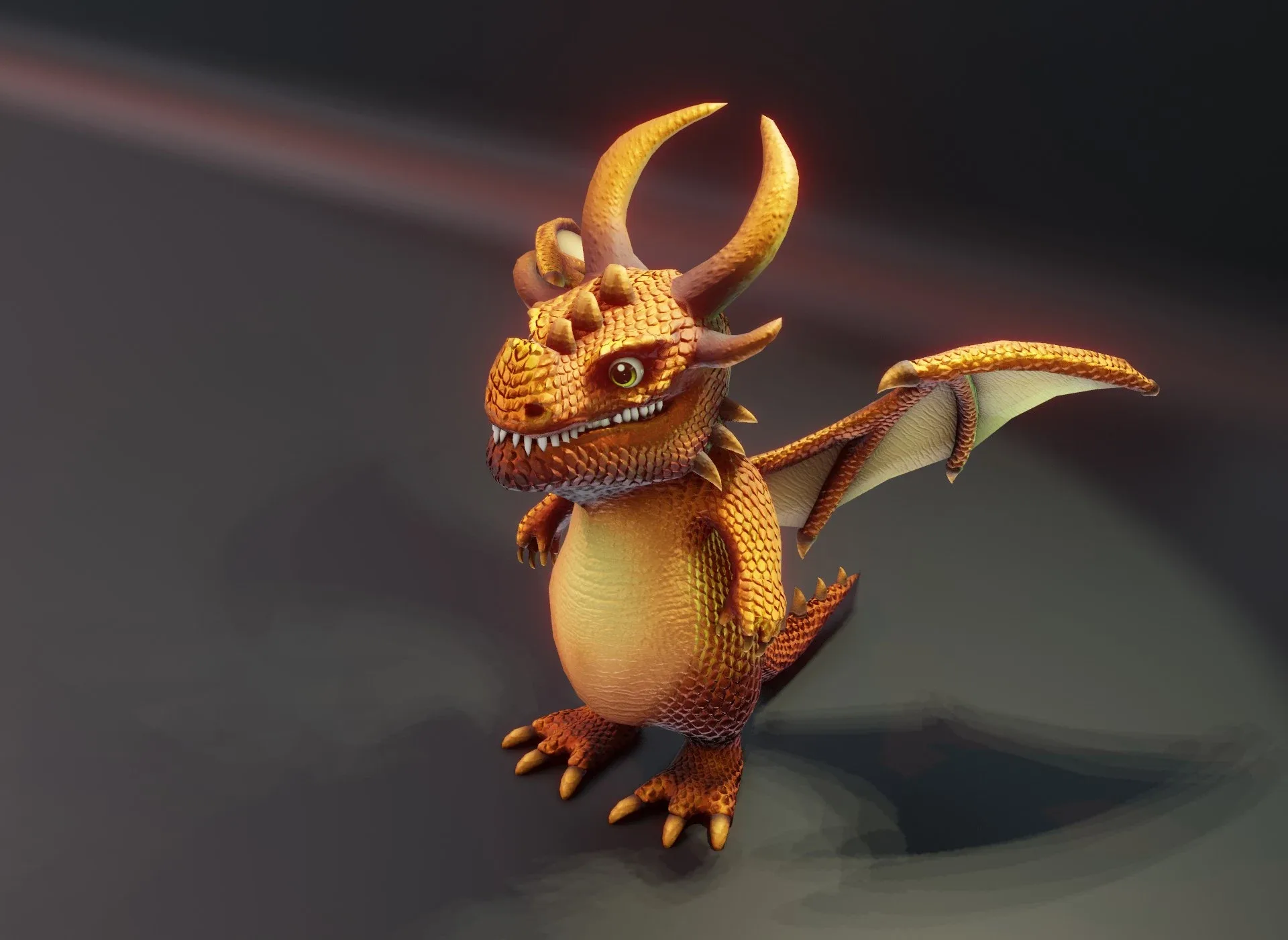 Cartoon Bronze Dragon Rigged Low-poly 3D Model