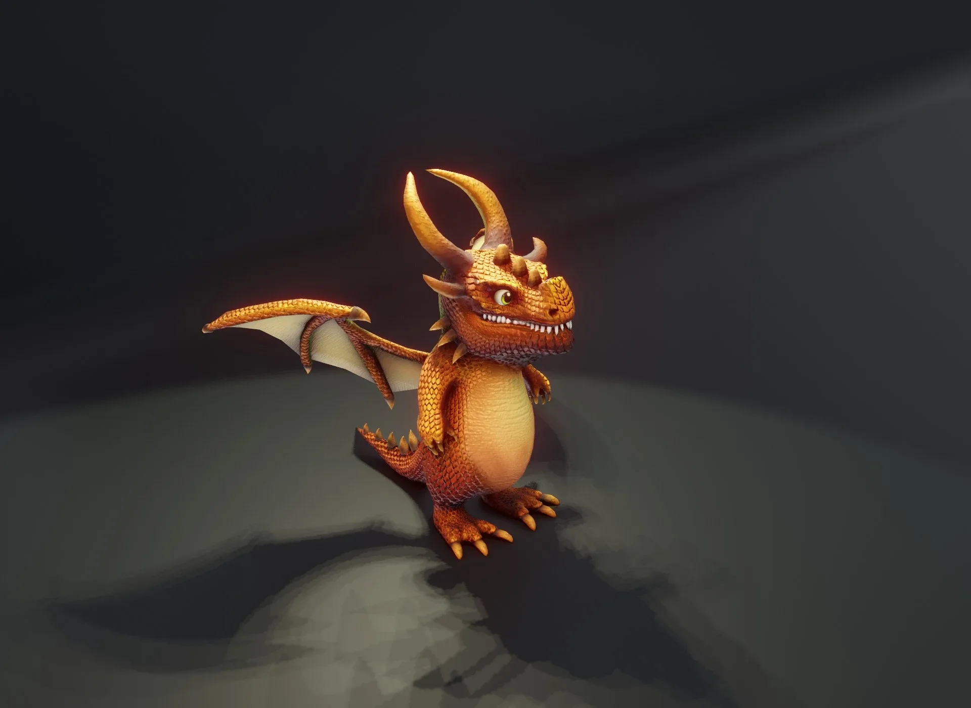 Cartoon Bronze Dragon Rigged Low-poly 3D Model