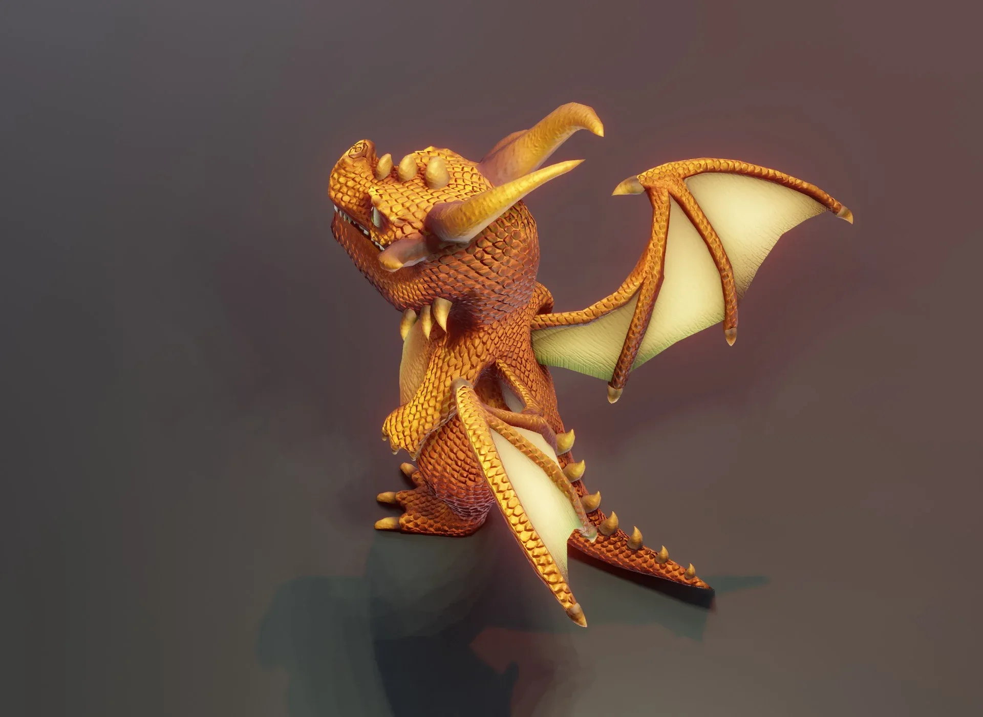 Cartoon Bronze Dragon Rigged Low-poly 3D Model