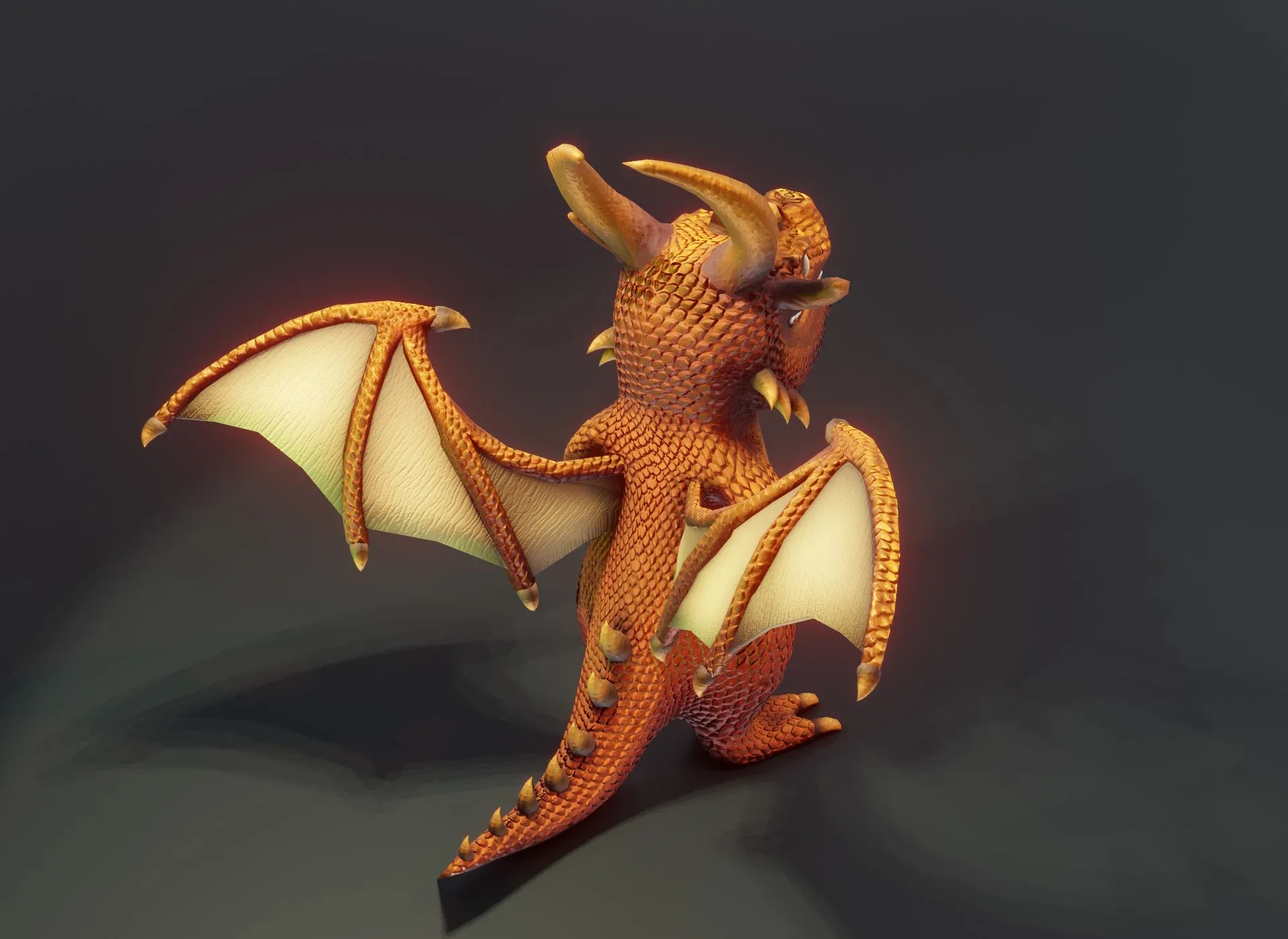 Cartoon Bronze Dragon Rigged Low-poly 3D Model