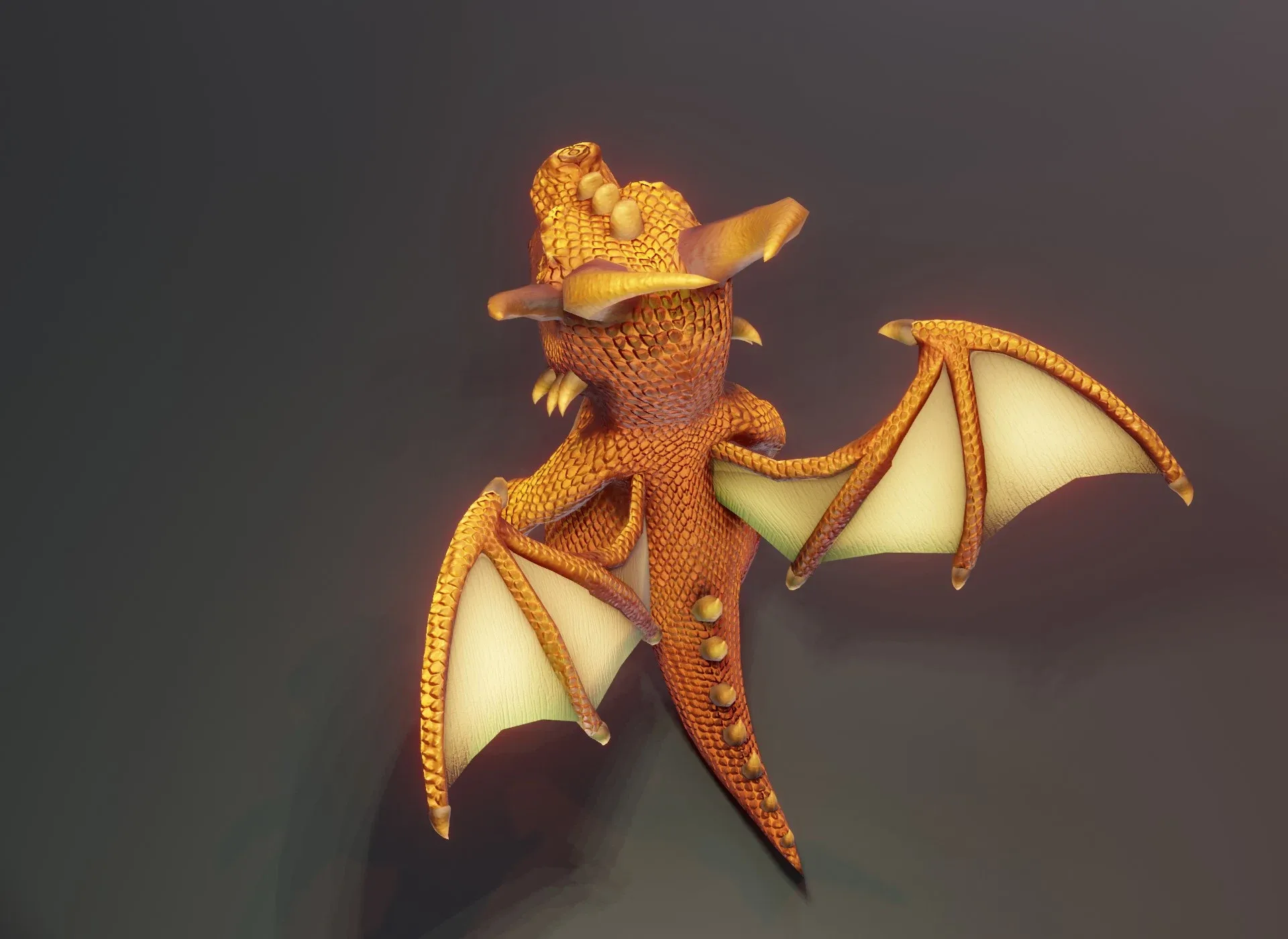 Cartoon Bronze Dragon Rigged Low-poly 3D Model