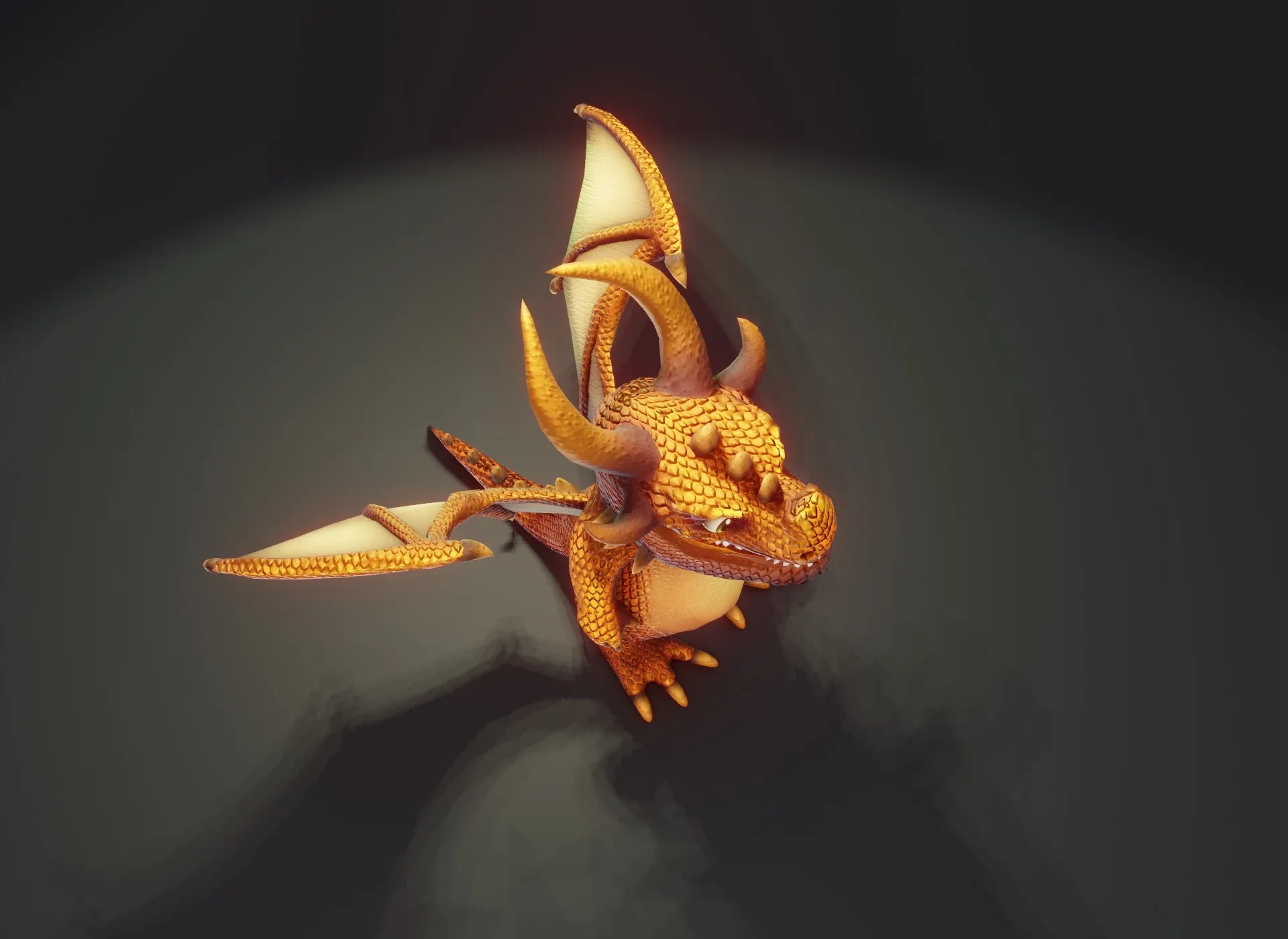 Cartoon Bronze Dragon Rigged Low-poly 3D Model