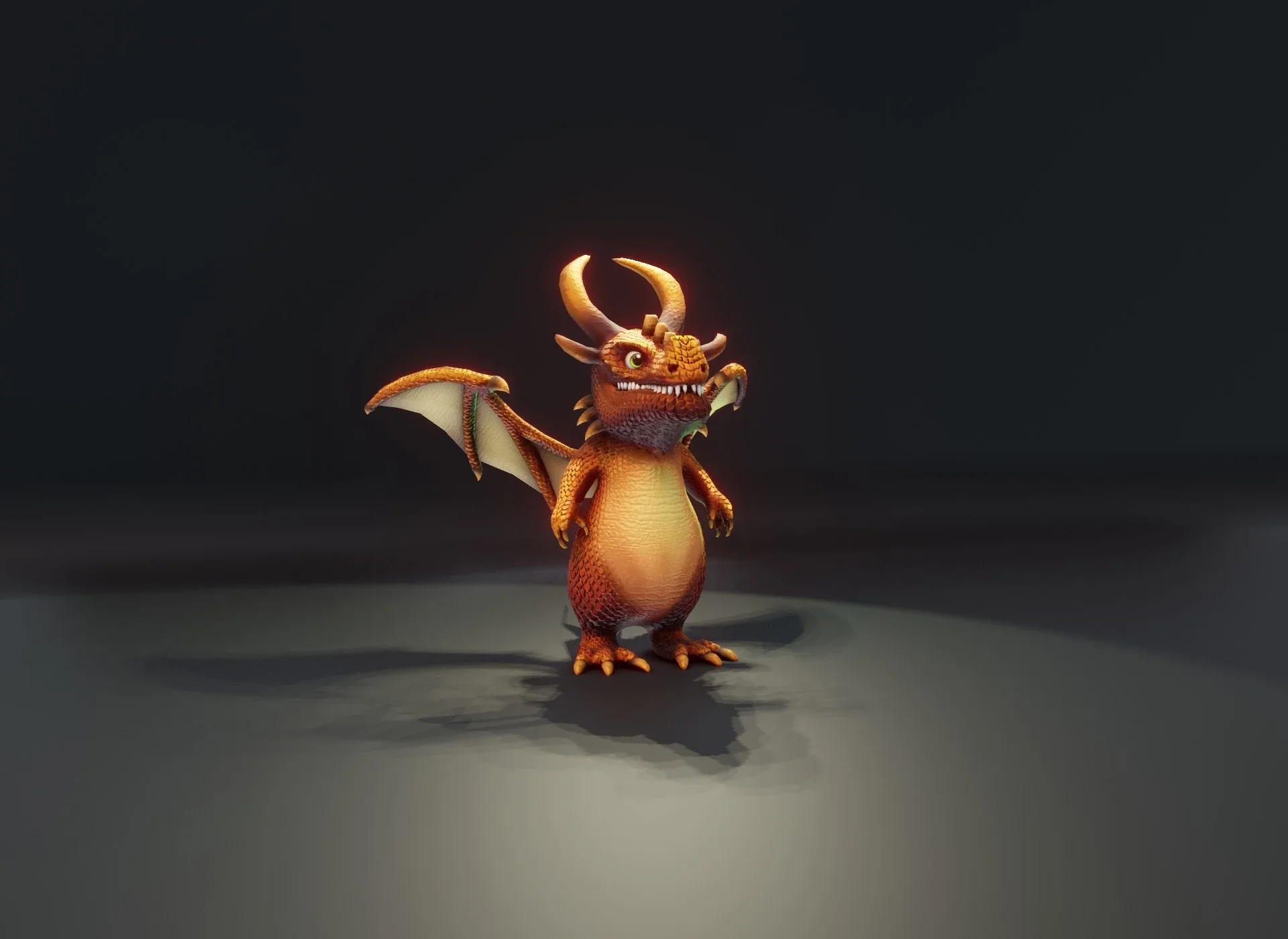 Cartoon Bronze Dragon Rigged Low-poly 3D Model