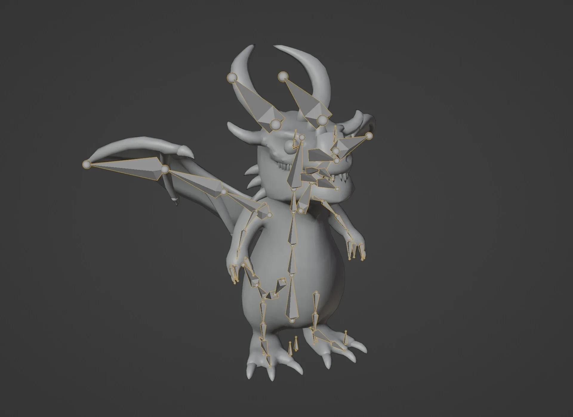 Cartoon Bronze Dragon Rigged Low-poly 3D Model