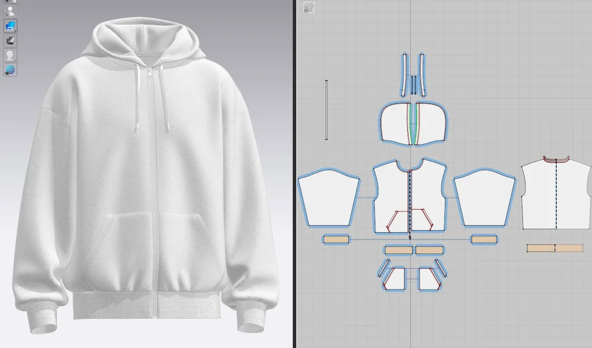 Mens Oversize Front Zip Hoodie, , Marvelous Designer-Clo3d-fbx-obj