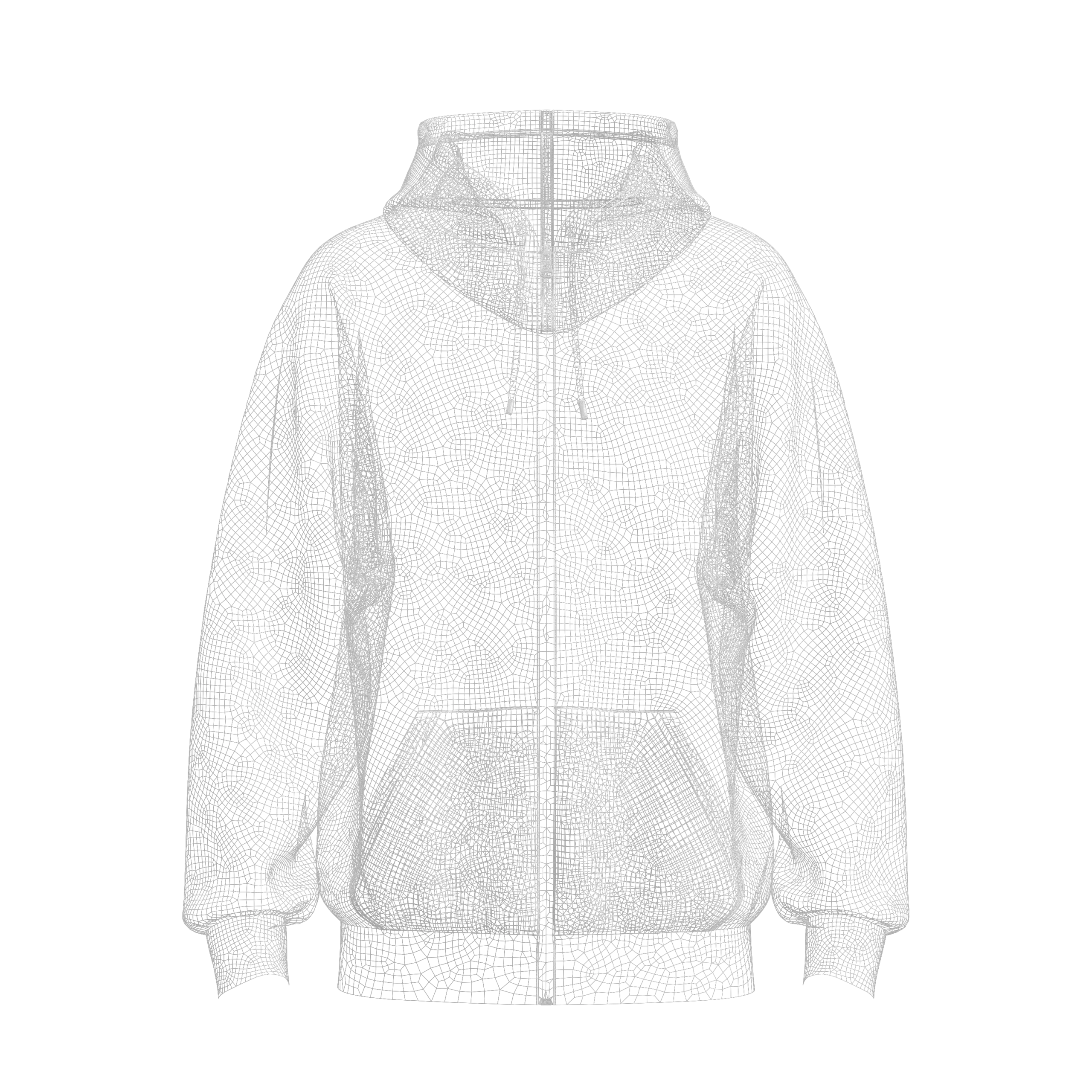 Men's Raglan Oversized Front Zip Hoodie_Marvelous Designer, Clo3d, fbx, obj