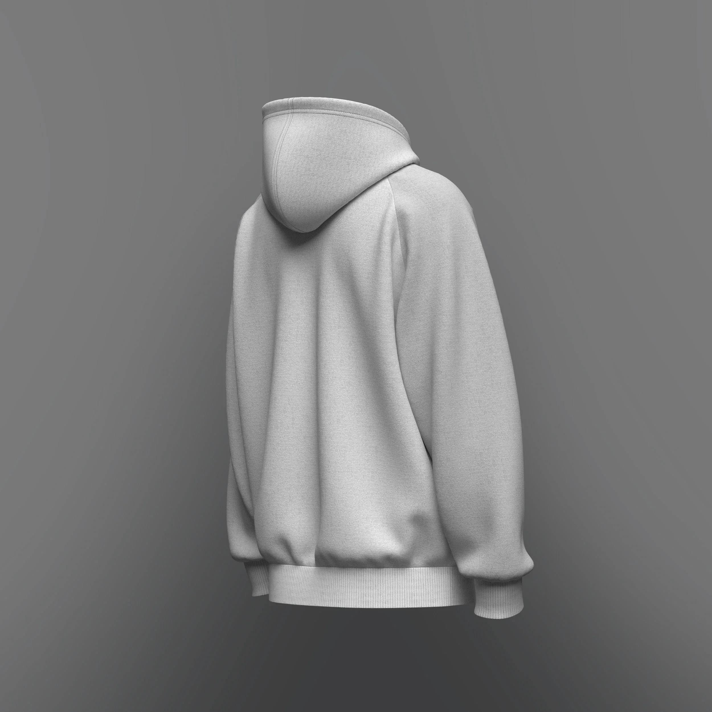 Men's Raglan Oversized Front Zip Hoodie_Marvelous Designer, Clo3d, fbx, obj