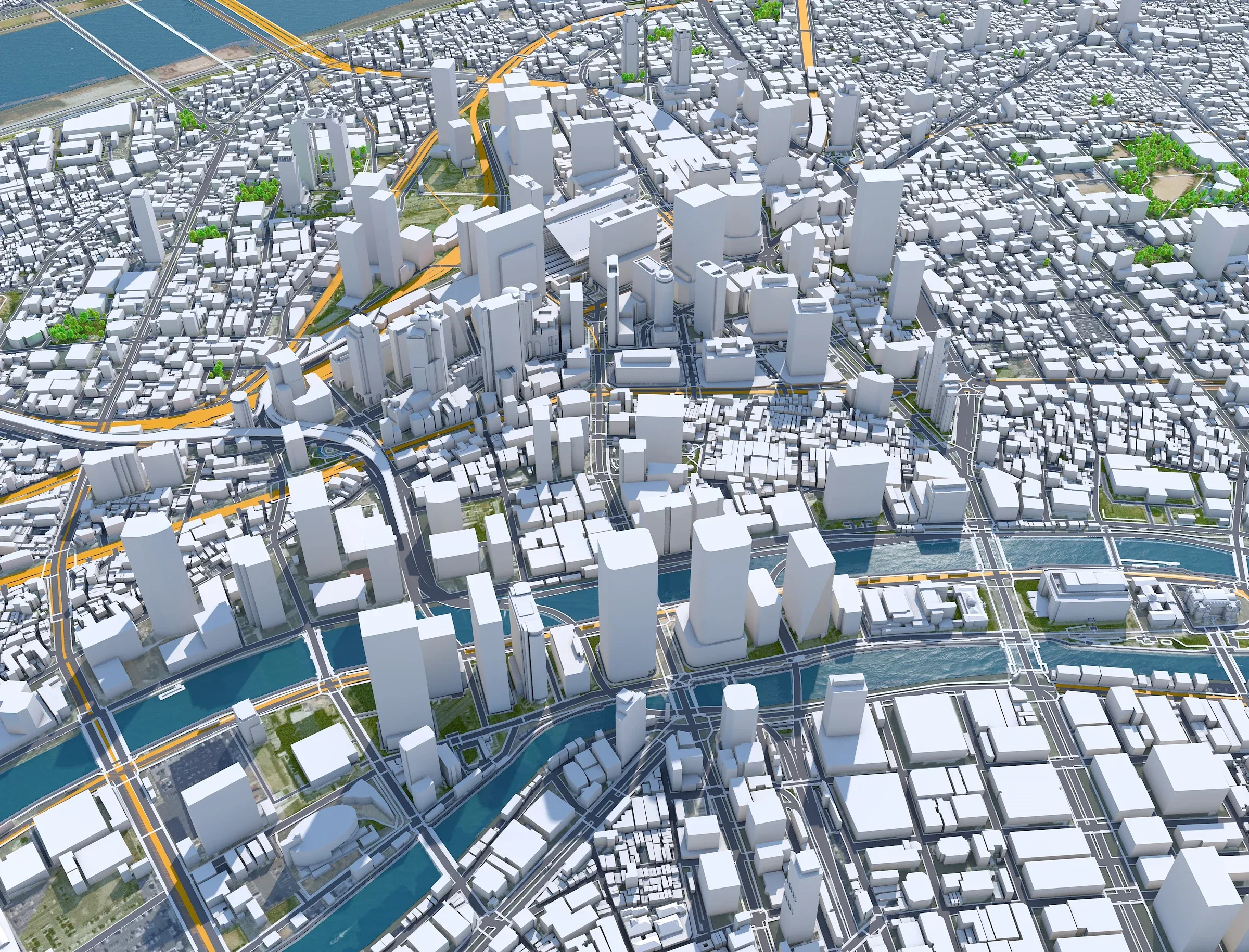 Osaka City Japan 3D Model 100km